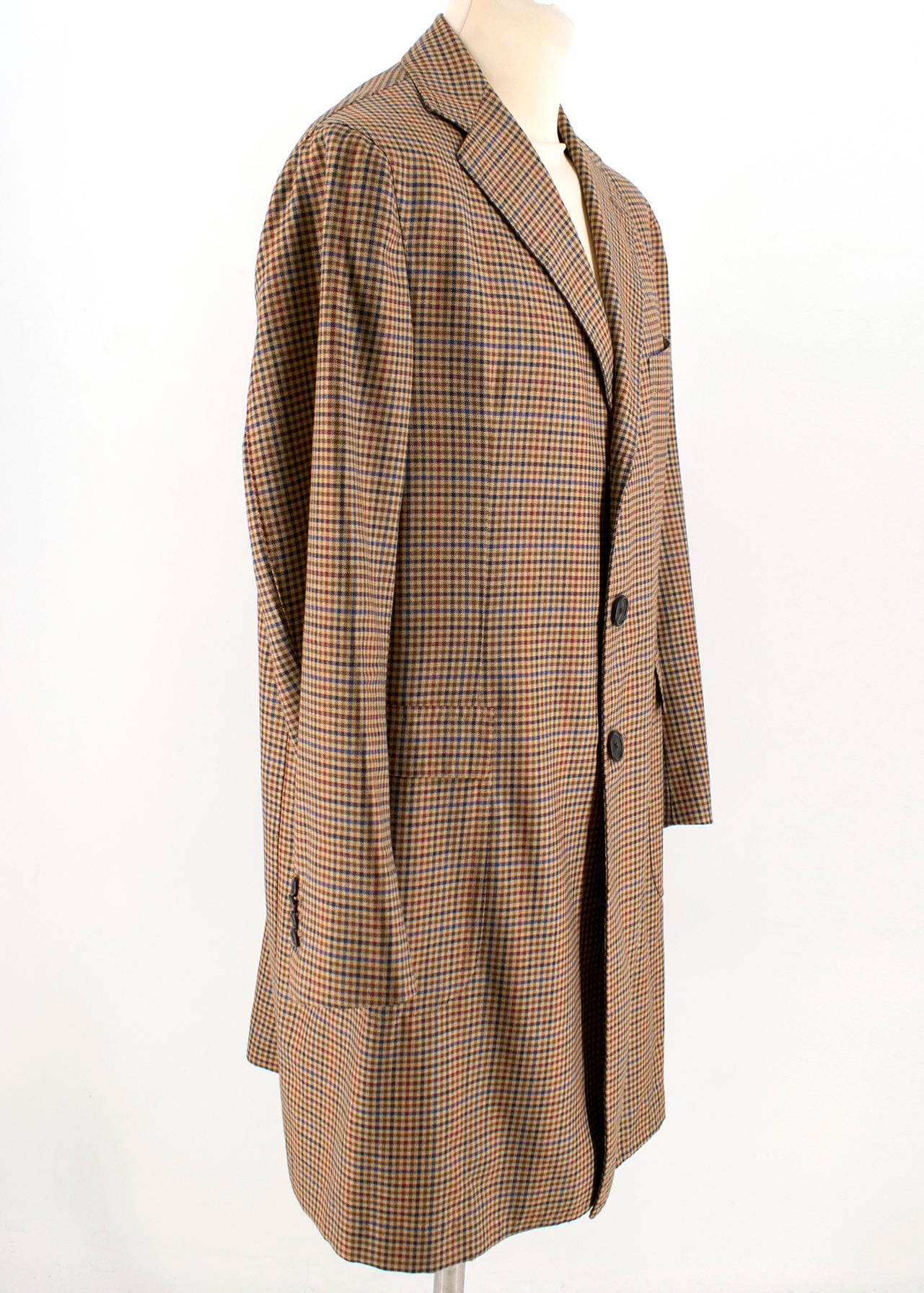 Sartoria Solito Tailored Brown Checked Overcoat

- Tonal-brown, blue and red checked woven coat
- Brown buttons closure and brown button cuff
- One chest pocket
- Single Vent

Please note, these items are pre-owned and may show some signs of