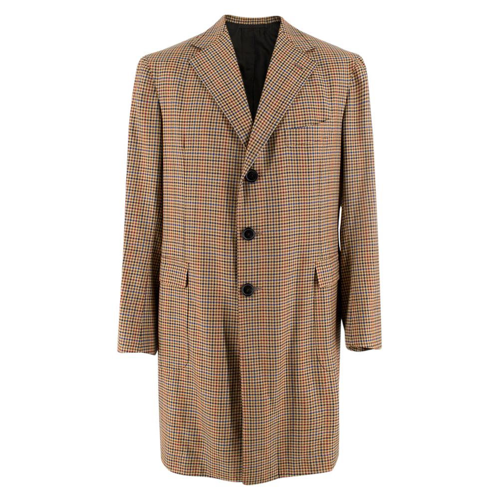 Sartoria Solito Tailored Brown Checked Overcoat at 1stDibs