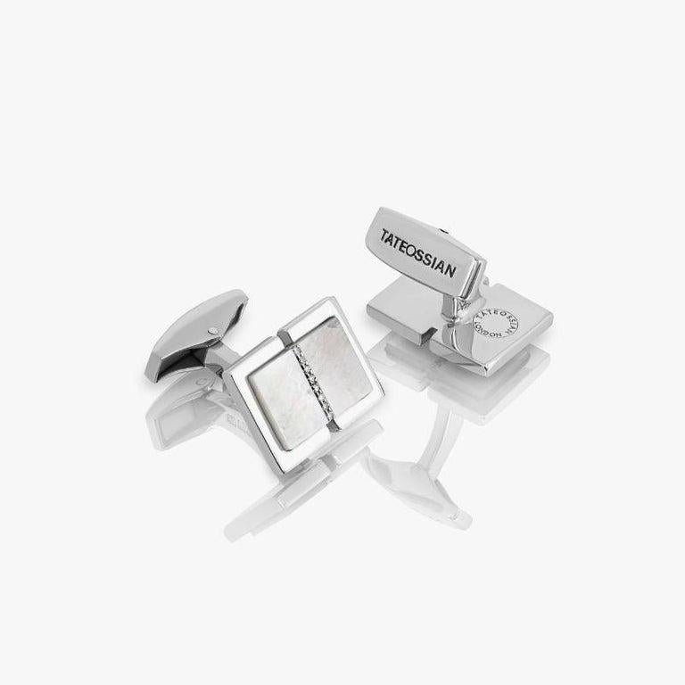Sartorial Cufflinks in Sterling Silver with Diamonds In New Condition For Sale In Fulham business exchange, London