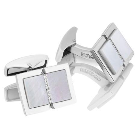 Sartorial Cufflinks in Sterling Silver with Diamonds For Sale