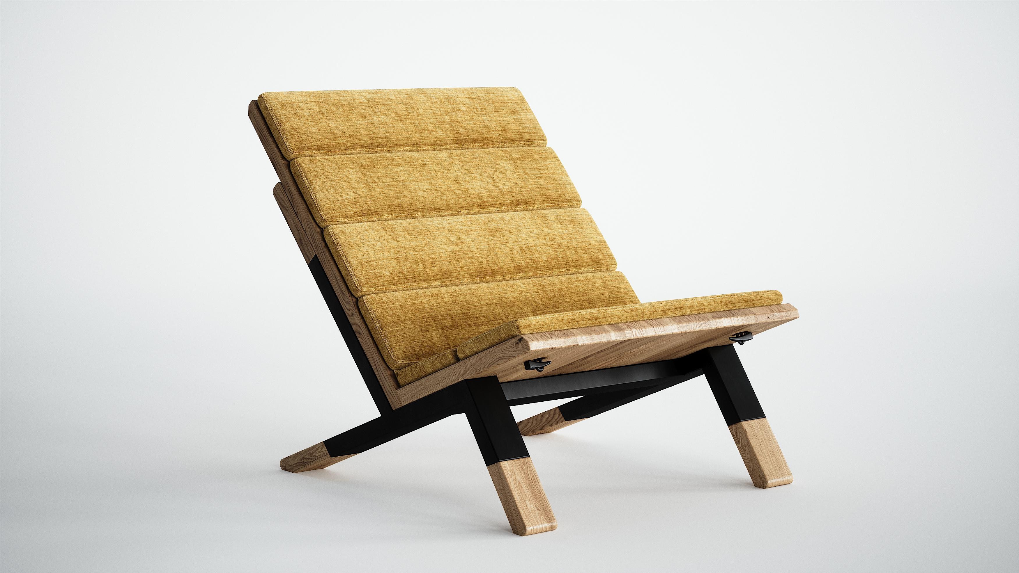 Huilé Steele, chaise de salon contemporaine en acier et en Wood par CMX en vente