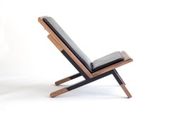 "Sartorii" Contemporary Lounge Chair, Walnut, Powder Coated Steel, Leather