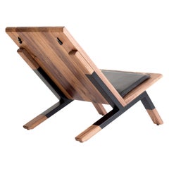 "Sartorii" Contemporary Lounge Chair, Walnut, Powder Coated Steel, Leather