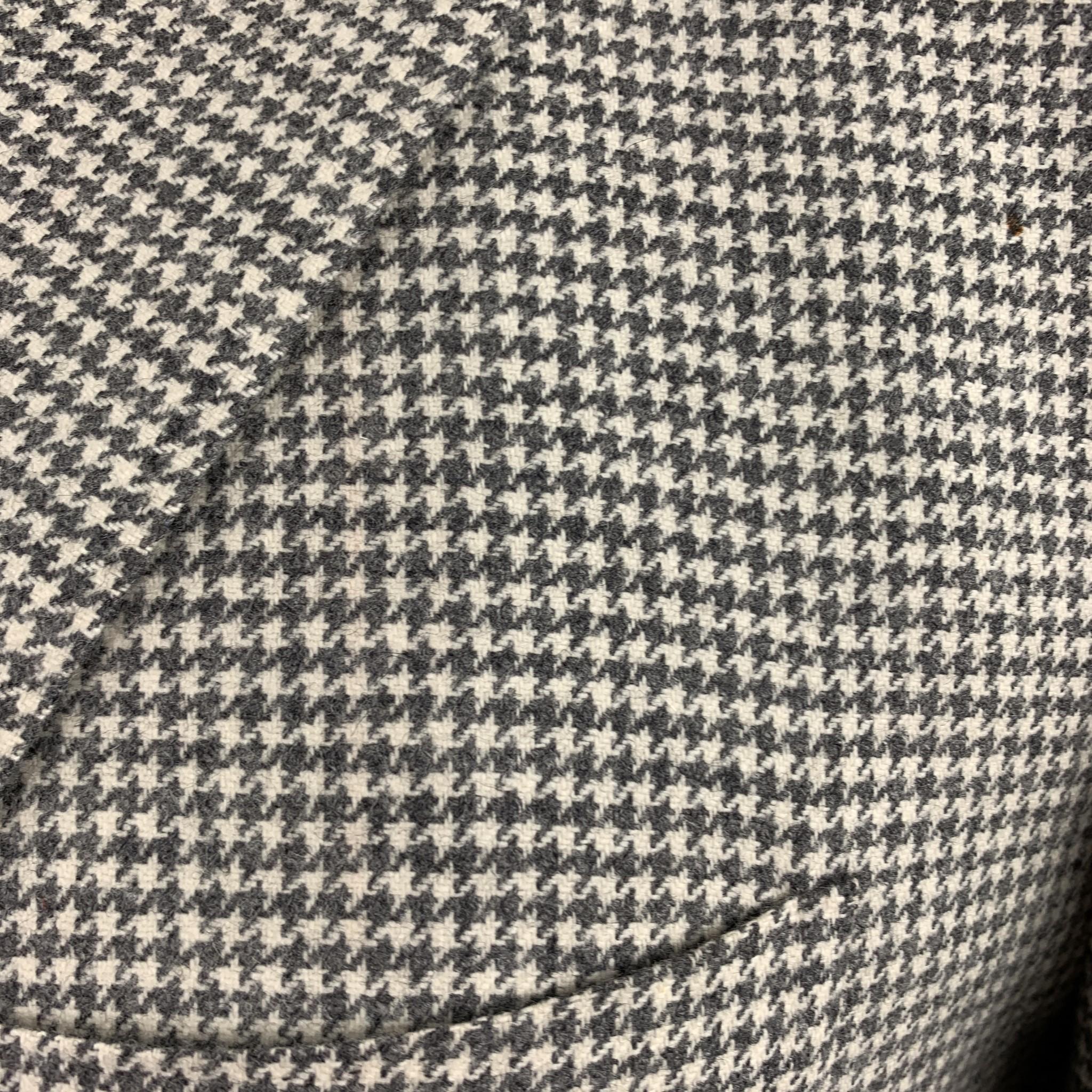 Gray SARTORIO Size 38 Grey Houndstooth Wool / Cashmere Notch Lapel Sport Coat