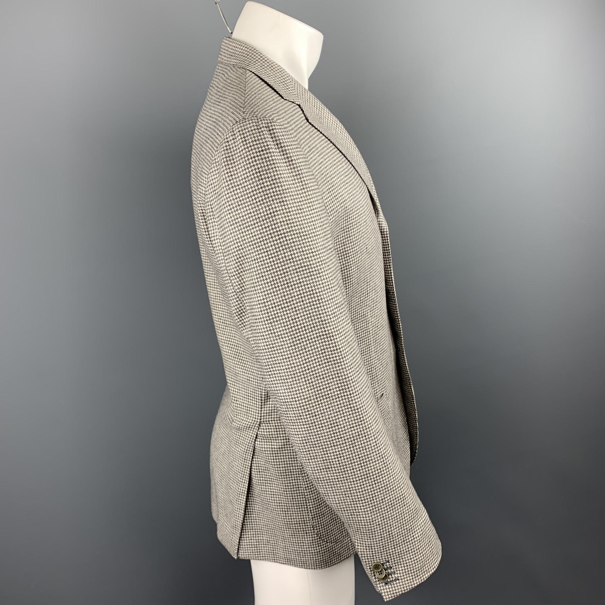 SARTORIO Size 38 Grey Houndstooth Wool / Cashmere Notch Lapel Sport Coat In Excellent Condition In San Francisco, CA