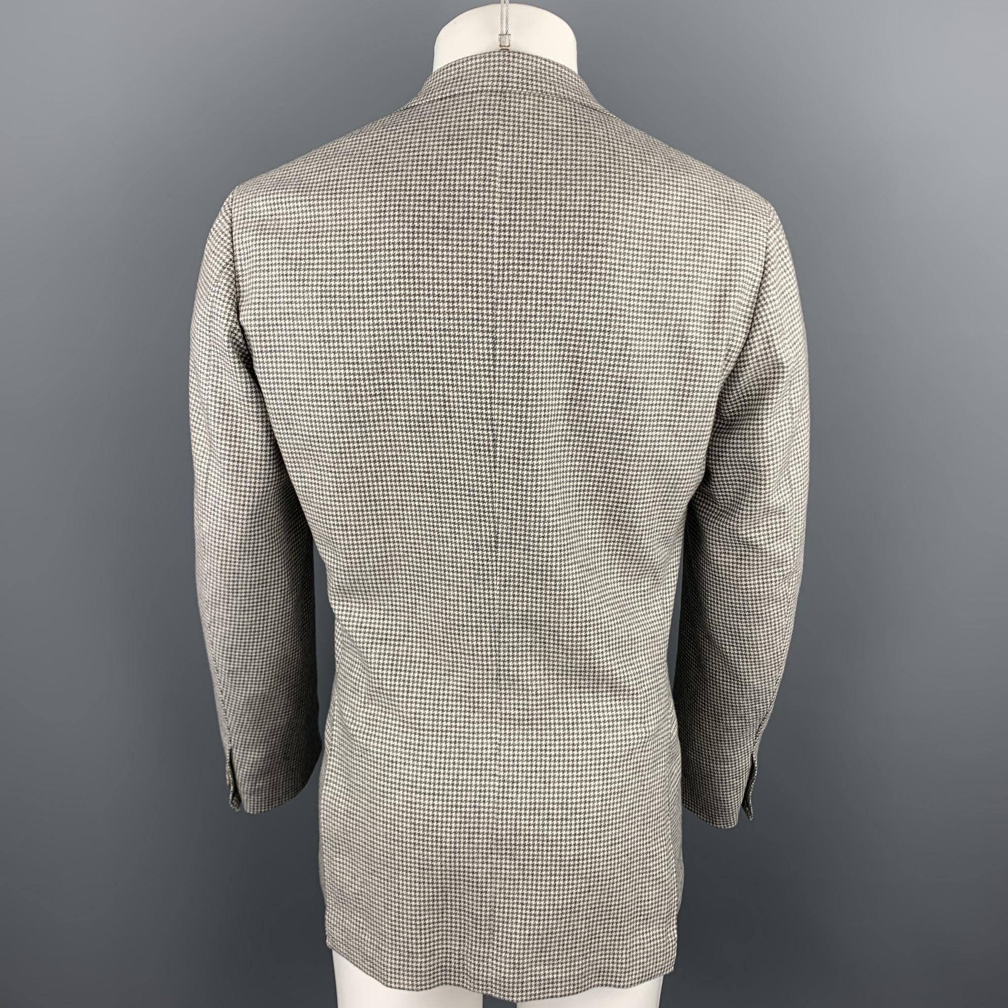 Men's SARTORIO Size 38 Grey Houndstooth Wool / Cashmere Notch Lapel Sport Coat