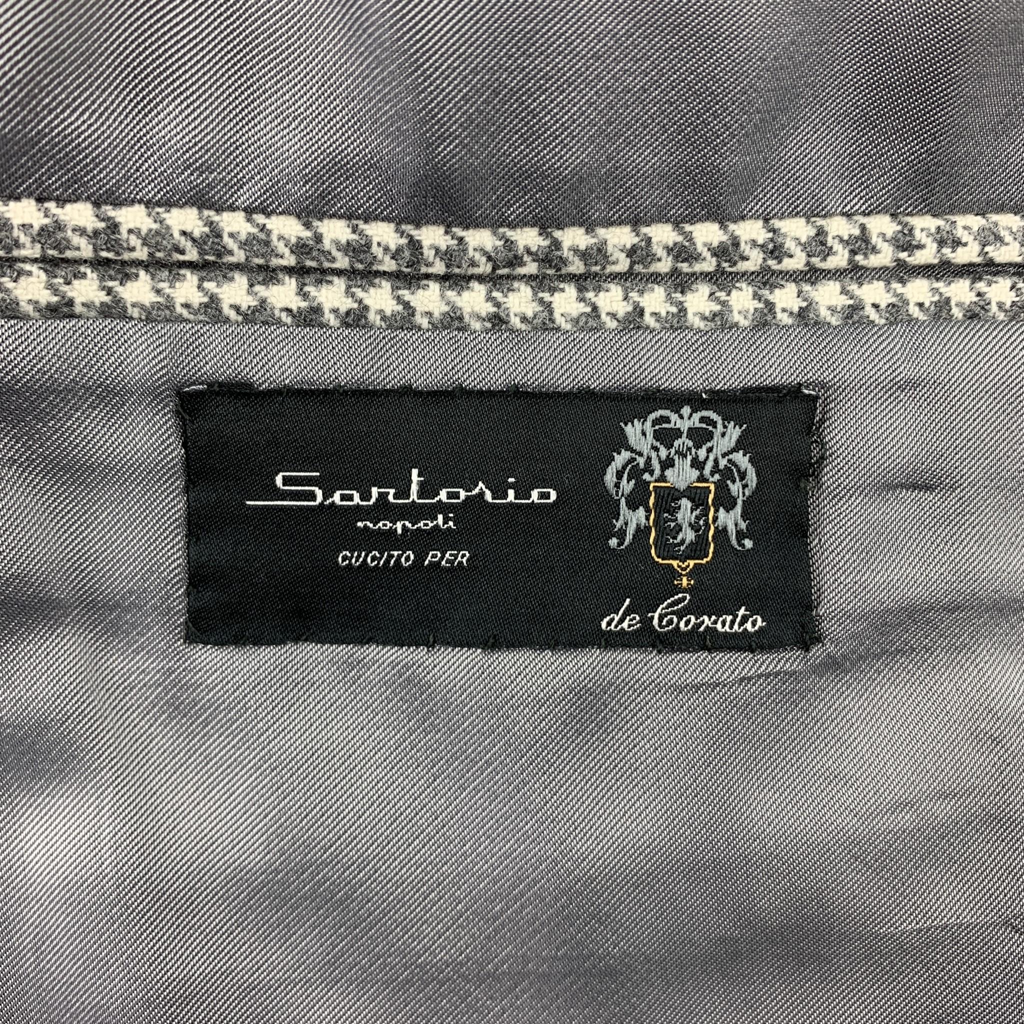 SARTORIO Size 38 Grey Houndstooth Wool / Cashmere Notch Lapel Sport Coat 1
