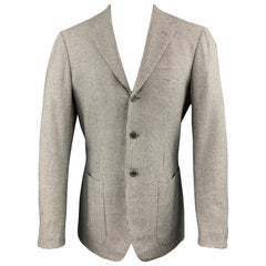 SARTORIO Size 38 Grey Houndstooth Wool / Cashmere Notch Lapel Sport Coat