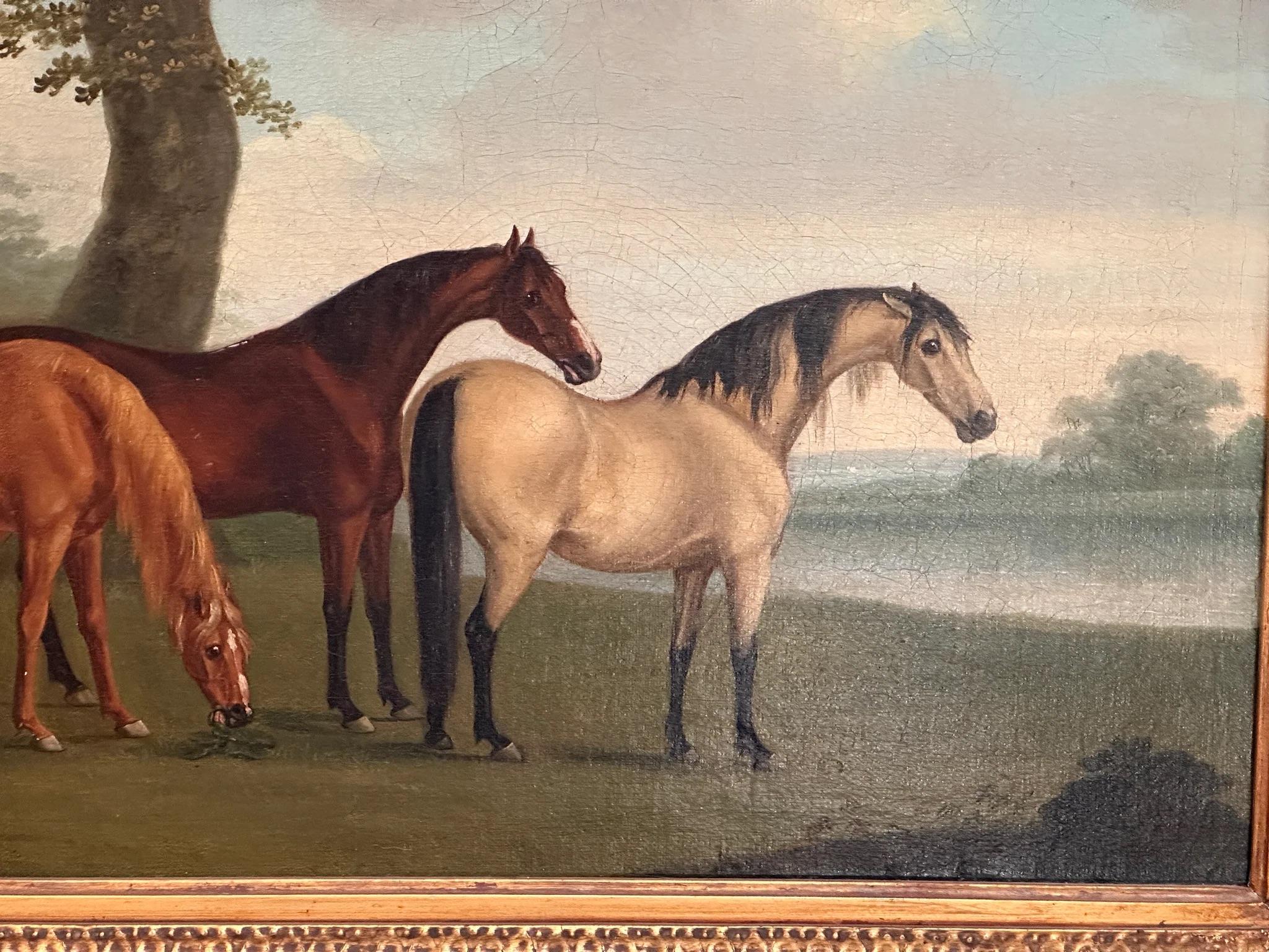 English Sartorious, Three Horses Oil on Canvas, Signed (1759-1828)