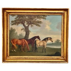 Antique Sartorious, Three Horses Oil on Canvas, Signed (1759-1828)