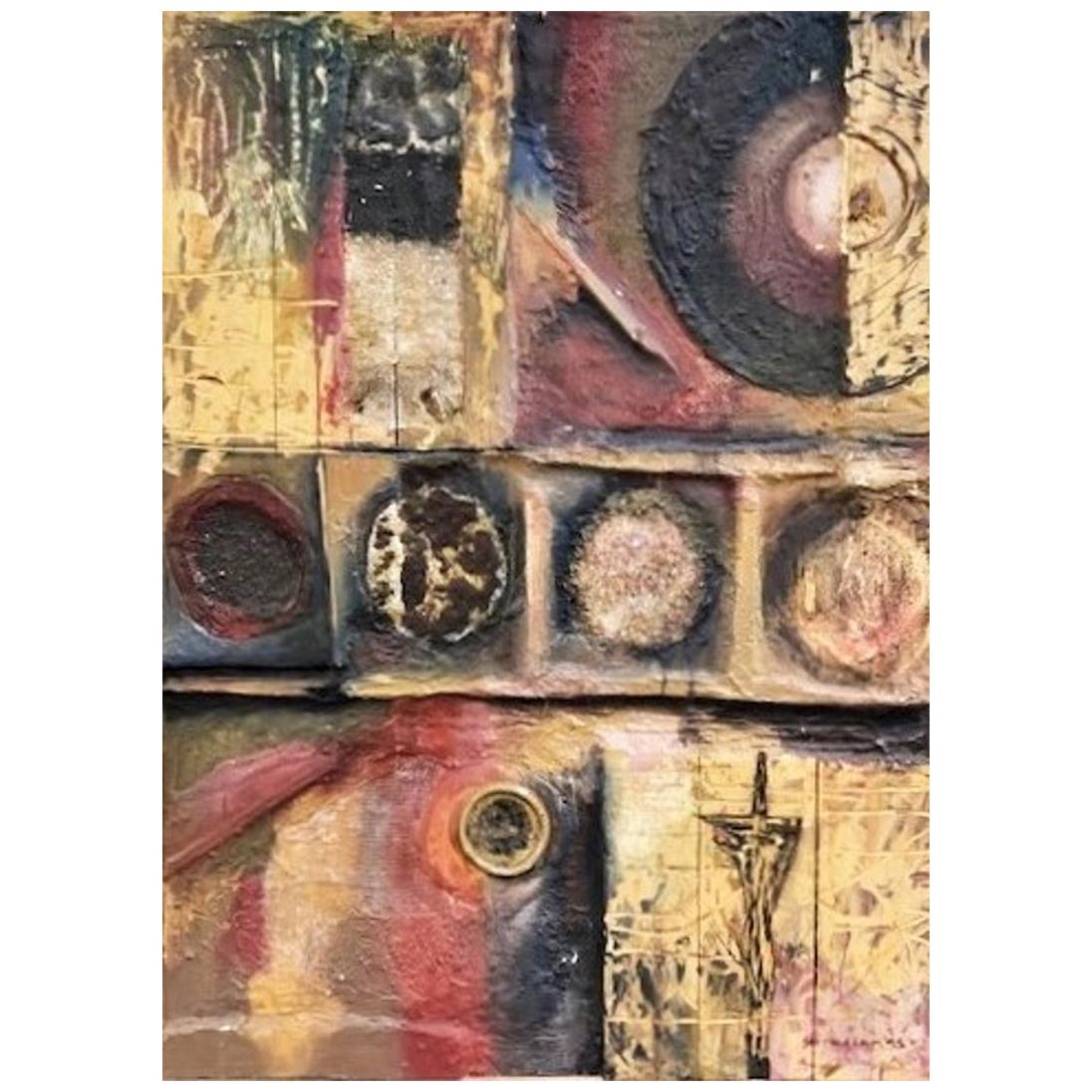 Sarudian Bin Mohmin, Indonesian Abstract Mixed-Media Painting, 1998 For Sale