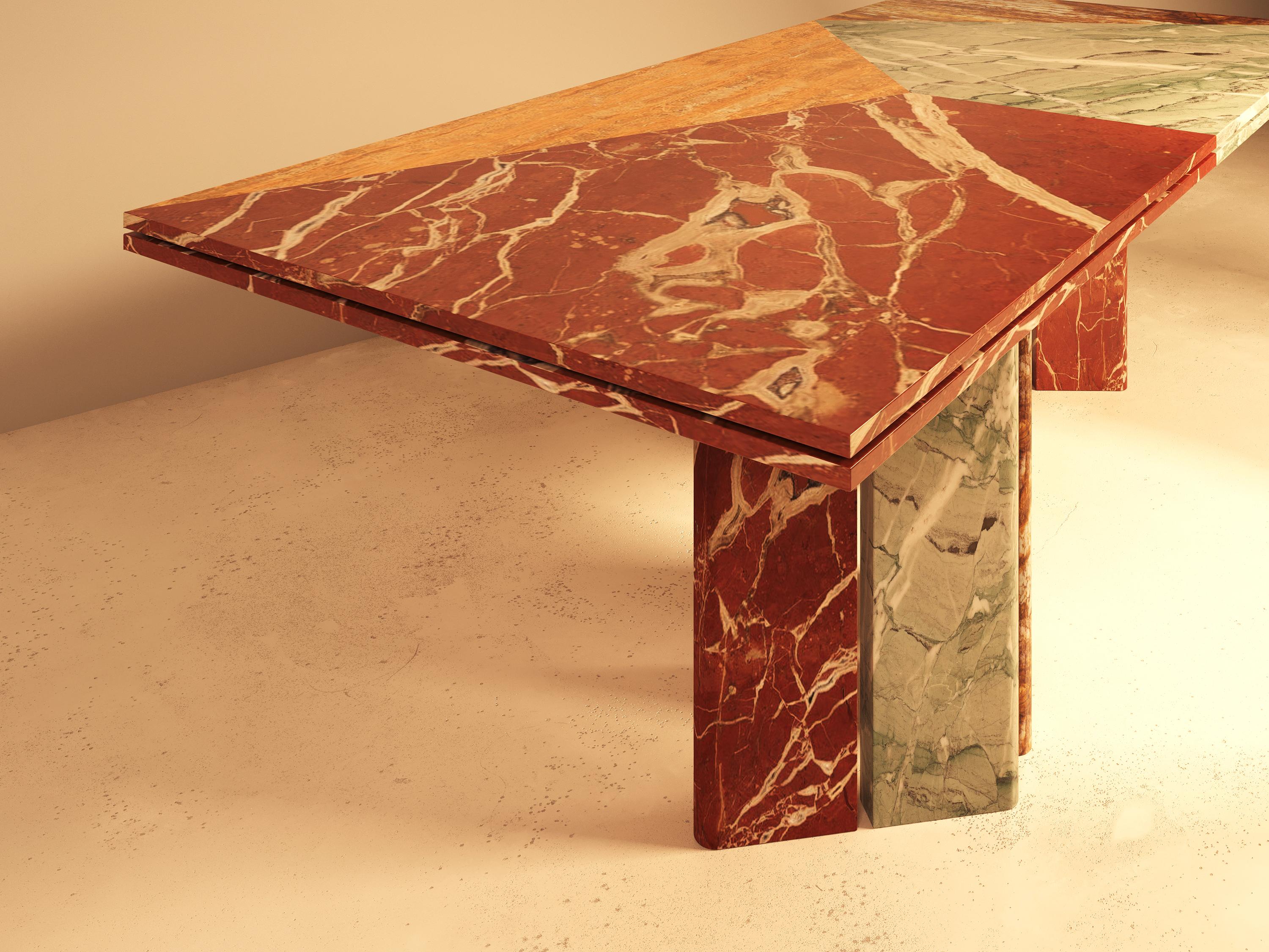 SARZAMIN Dining Table – Sculpted Stone Monument in Onyx, Travertine & Marble For Sale 3
