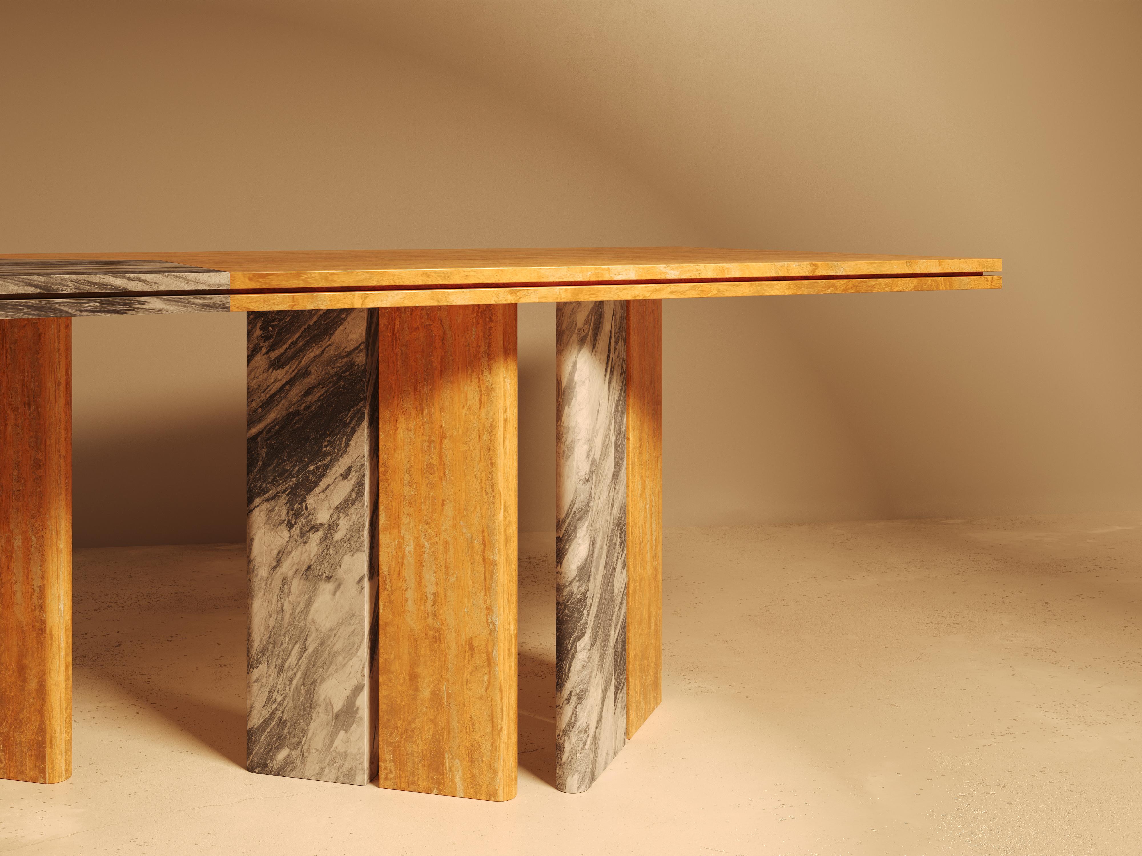 SARZAMIN Dining Table – Sculpted Stone Monument in Onyx, Travertine & Marble In New Condition For Sale In London, GB