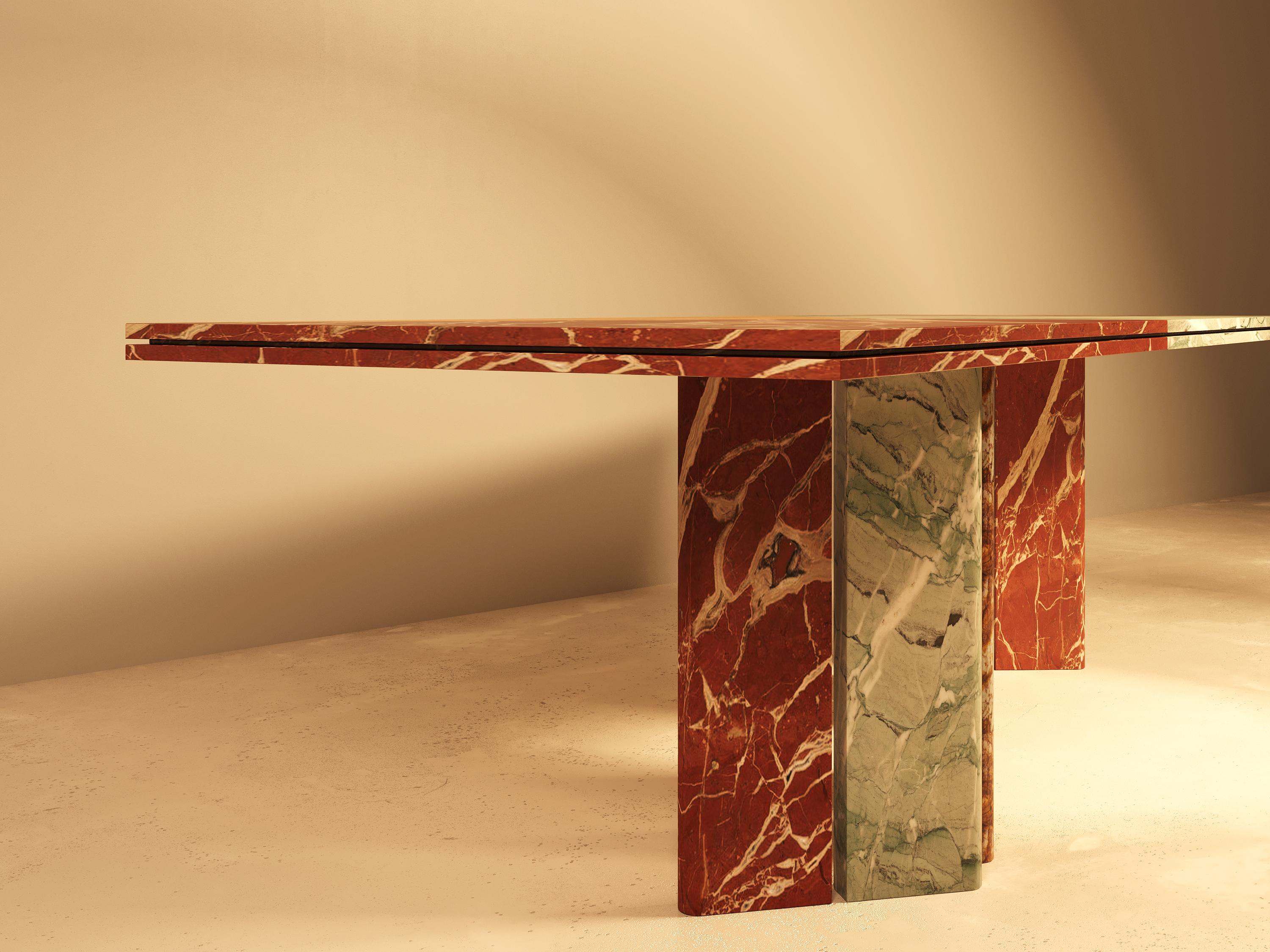 SARZAMIN Dining Table – Sculpted Stone Monument in Onyx, Travertine & Marble For Sale 4