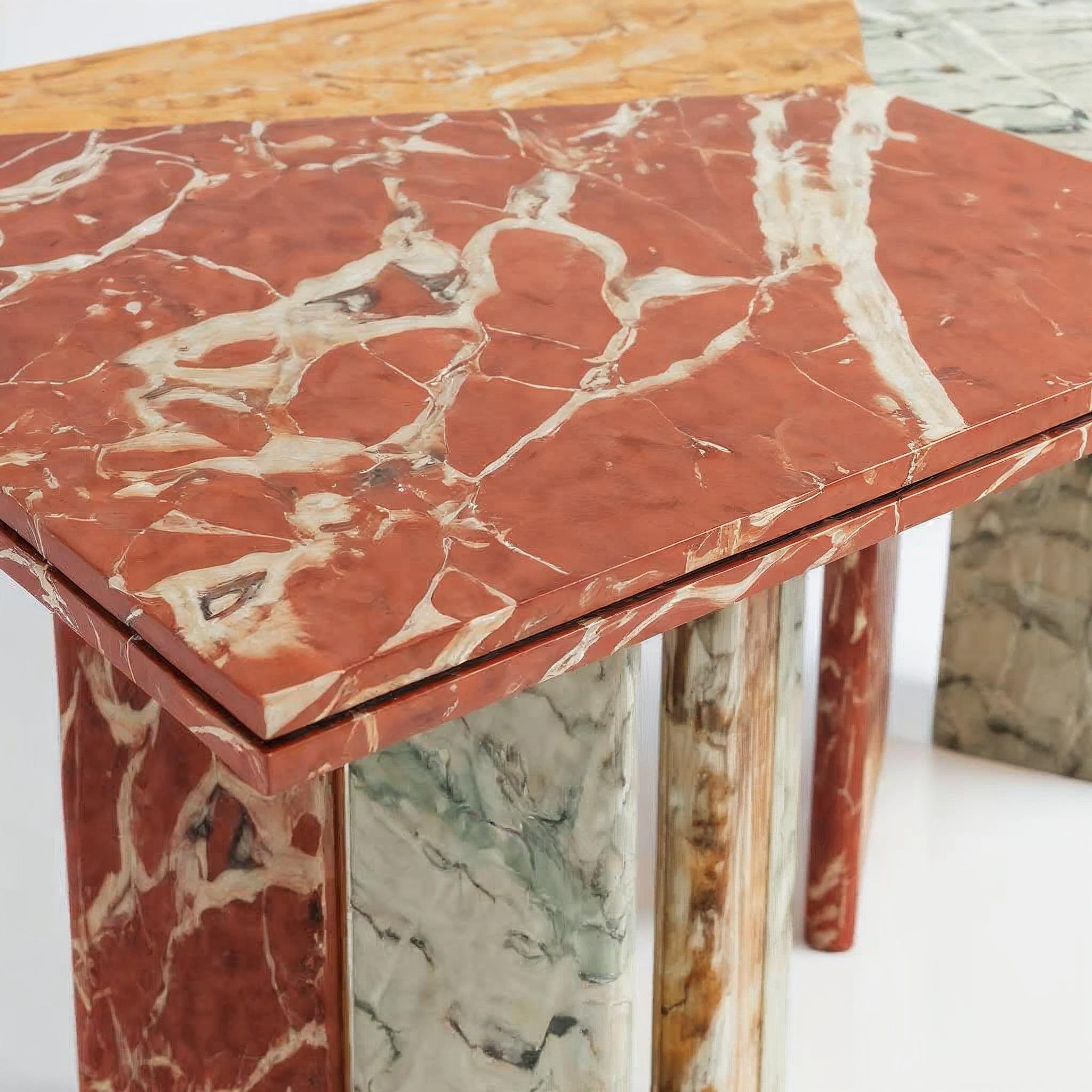 Modern SARZAMIN Dining Table – Sculpted Stone Monument in Onyx, Travertine & Marble For Sale