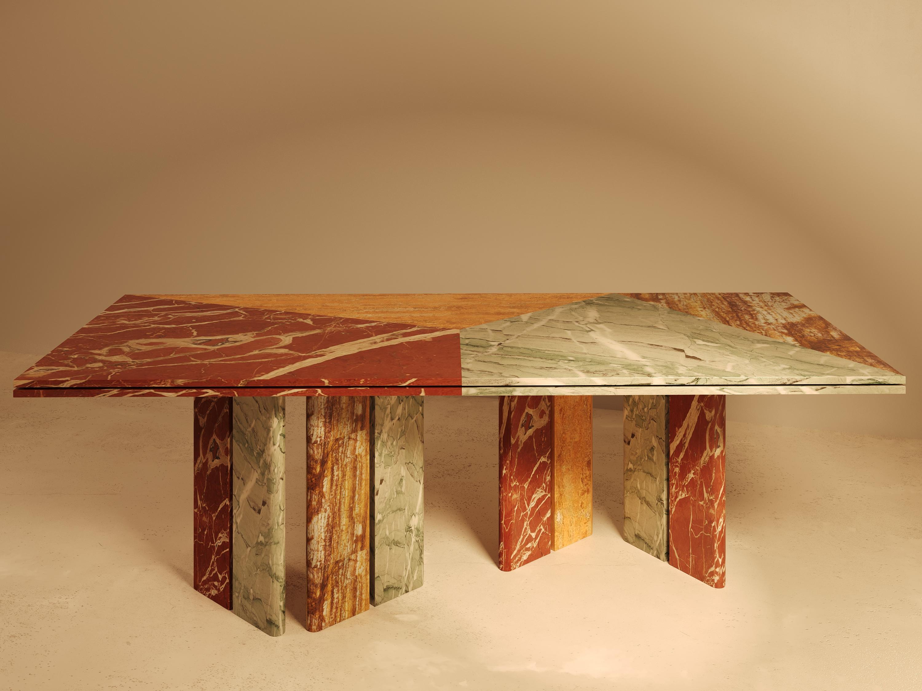 SARZAMIN Dining Table – Sculpted Stone Monument in Onyx, Travertine & Marble In New Condition For Sale In London, GB