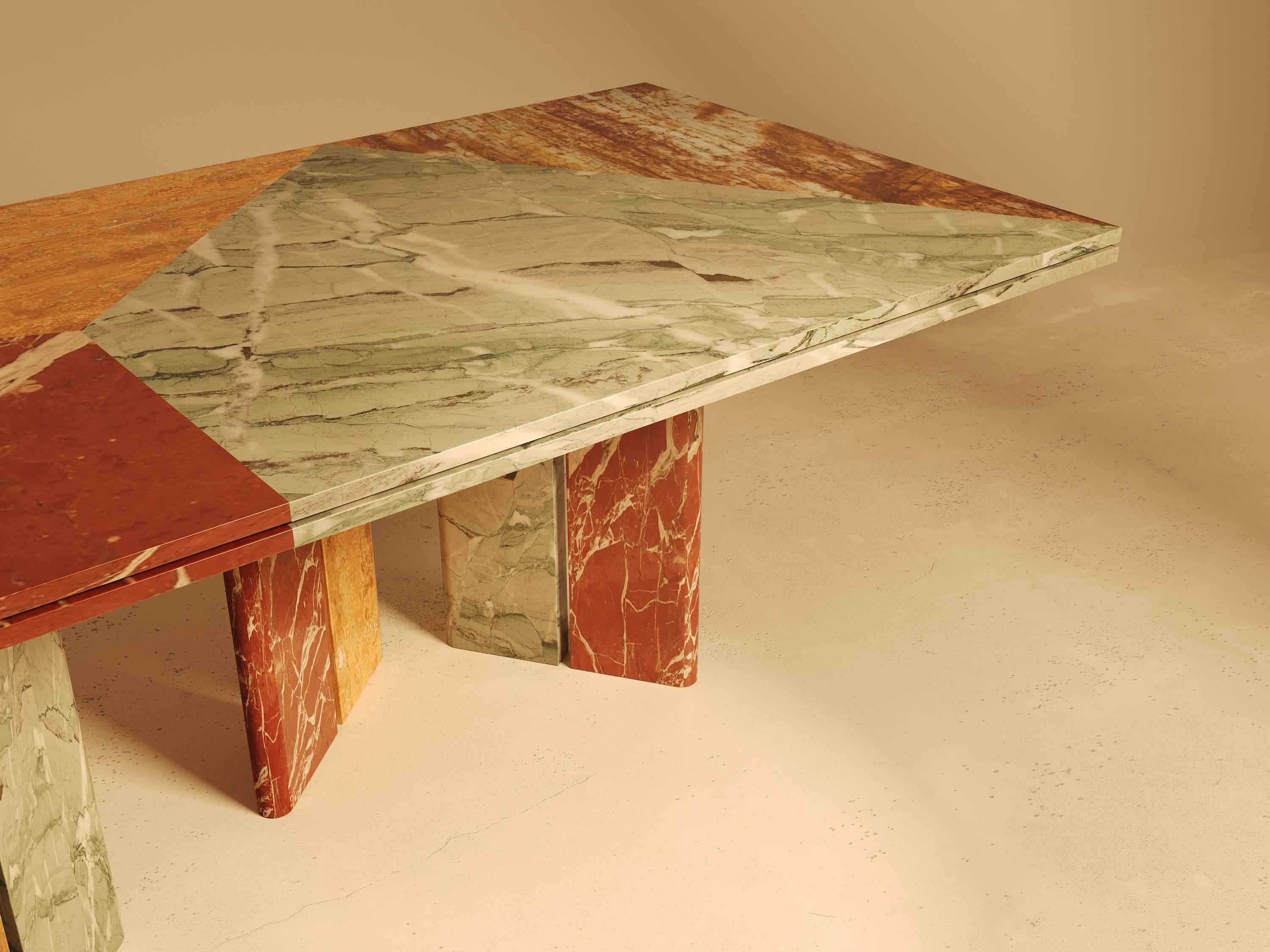 Contemporary SARZAMIN Dining Table – Sculpted Stone Monument in Onyx, Travertine & Marble For Sale