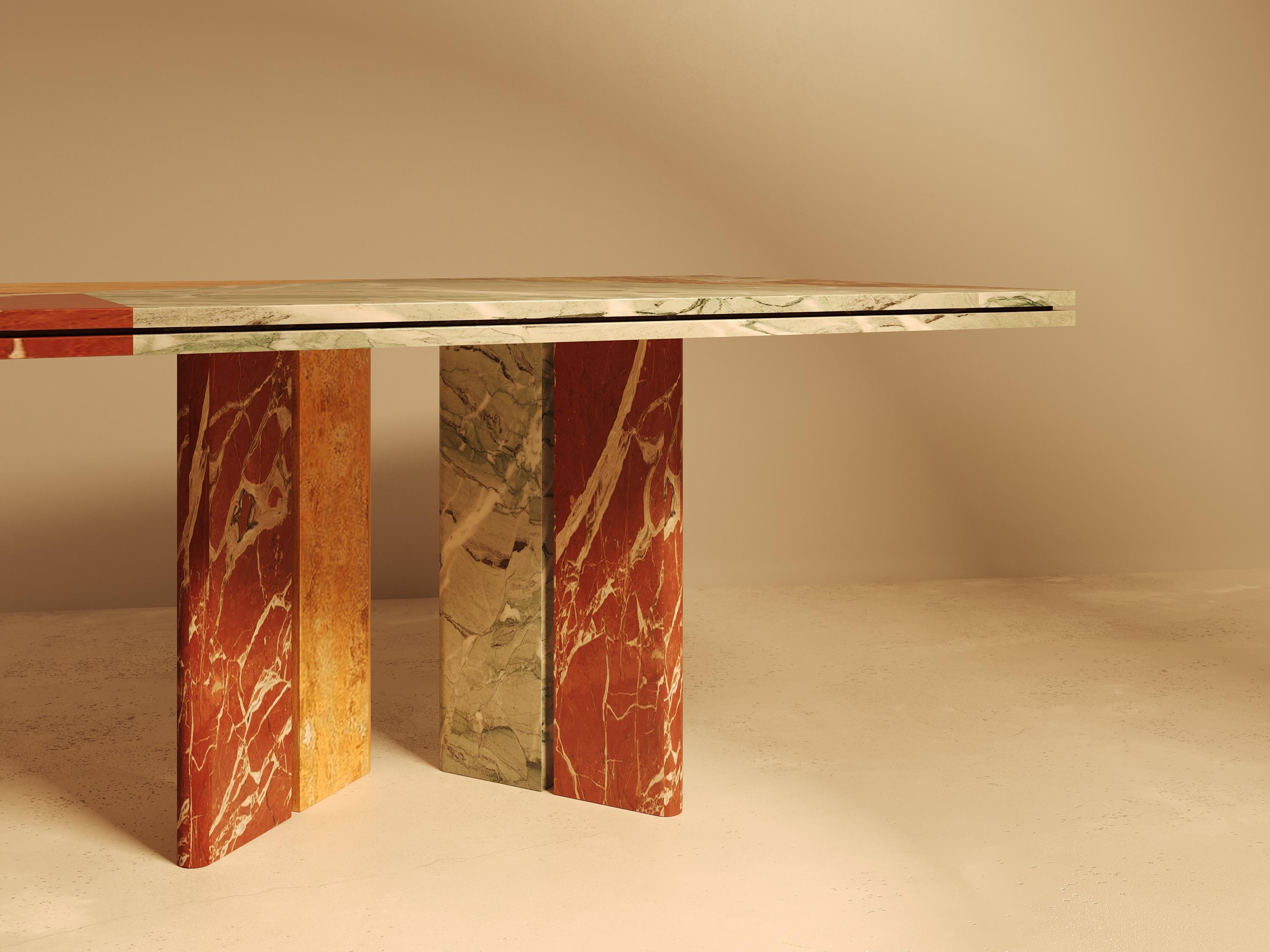 SARZAMIN Dining Table – Sculpted Stone Monument in Onyx, Travertine & Marble For Sale 1