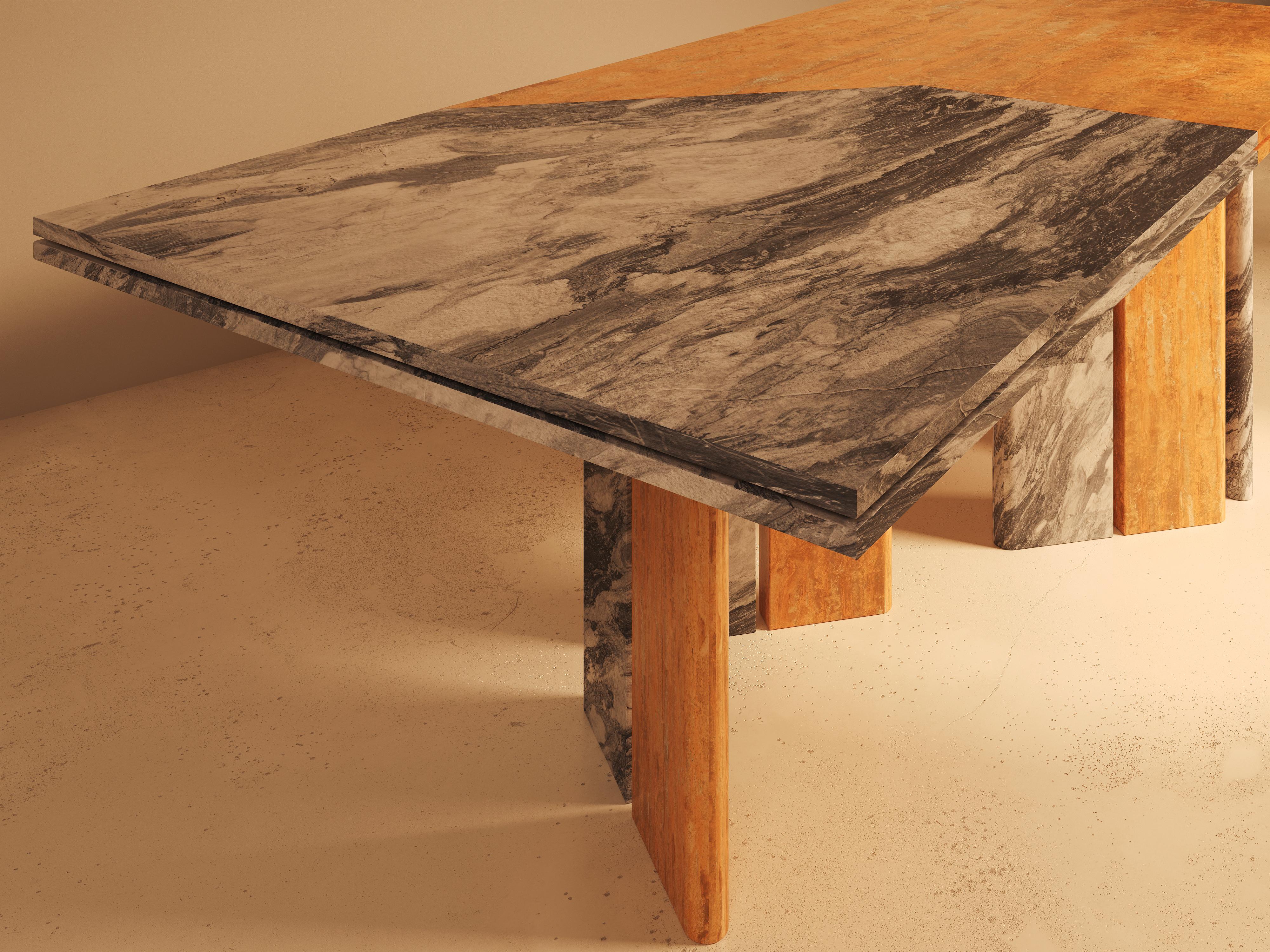 Unknown SARZAMIN Dining Table – Sculpted Stone Monument in Onyx, Travertine & Marble For Sale