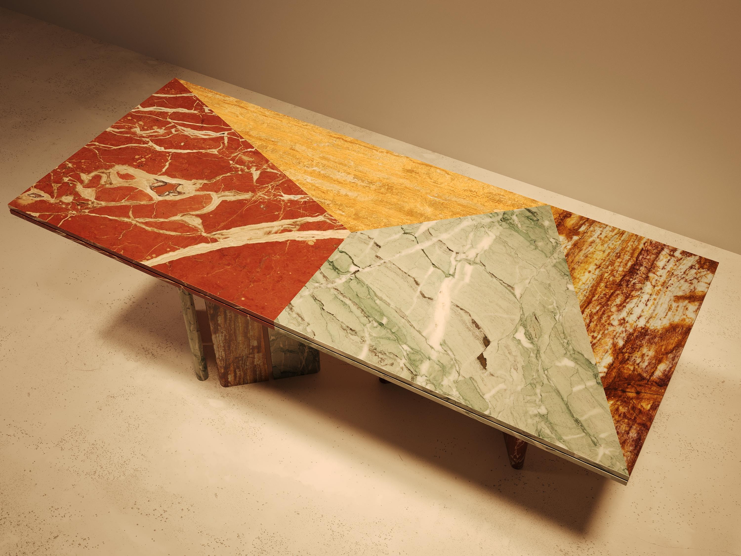 SARZAMIN Dining Table – Sculpted Stone Monument in Onyx, Travertine & Marble For Sale 2