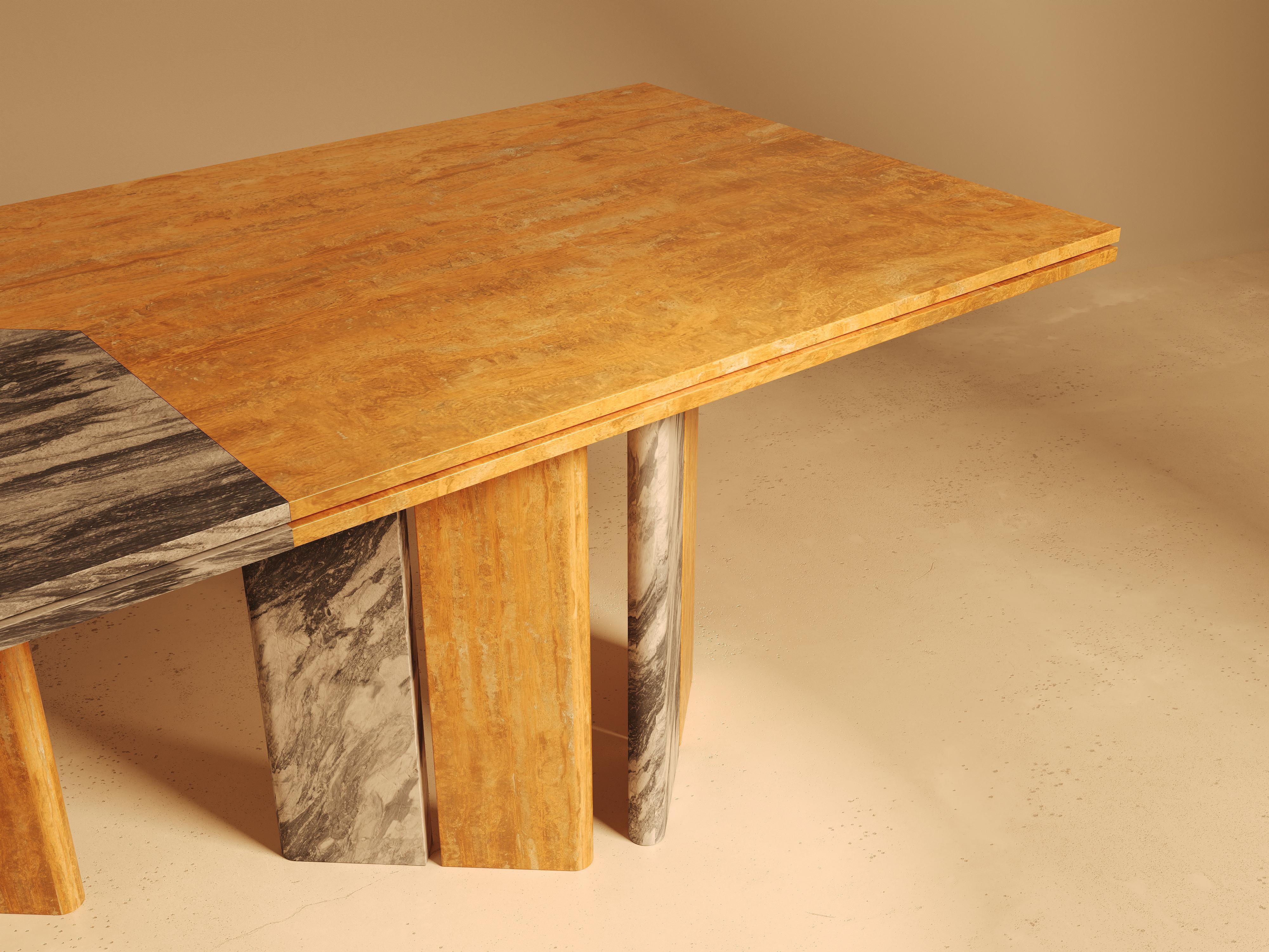 Other SARZAMIN Dining Table – Sculpted Stone Monument in Onyx, Travertine & Marble For Sale