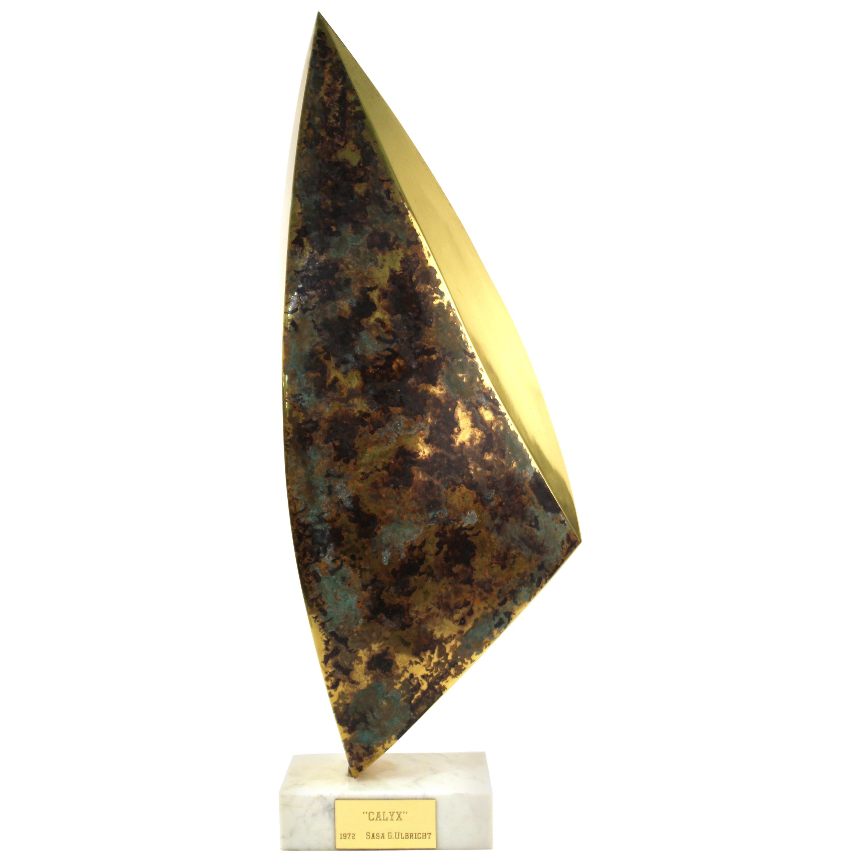 Sasa Ulbricht Modern Abstract Metal Sculpture Titled 'Calyx'
