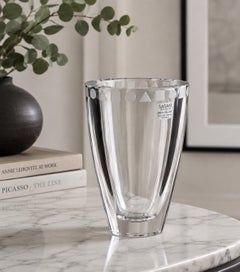 Sasaki by Ward Bennett Post-Modern Lead Crystal Geometric Vase / Catchall, Japan