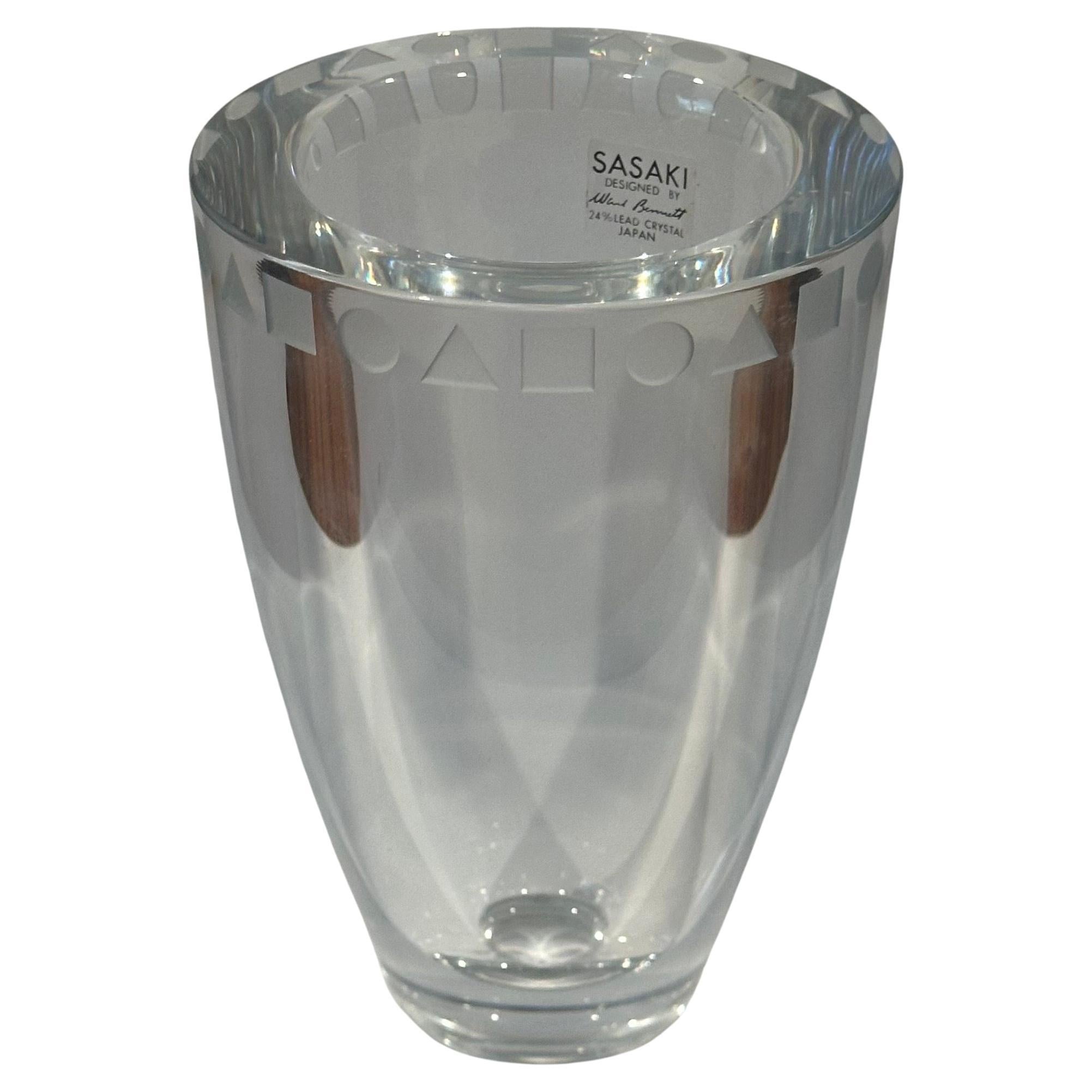 Sasaki by Ward Bennett Post-Modern Lead Crystal Geometric Vase