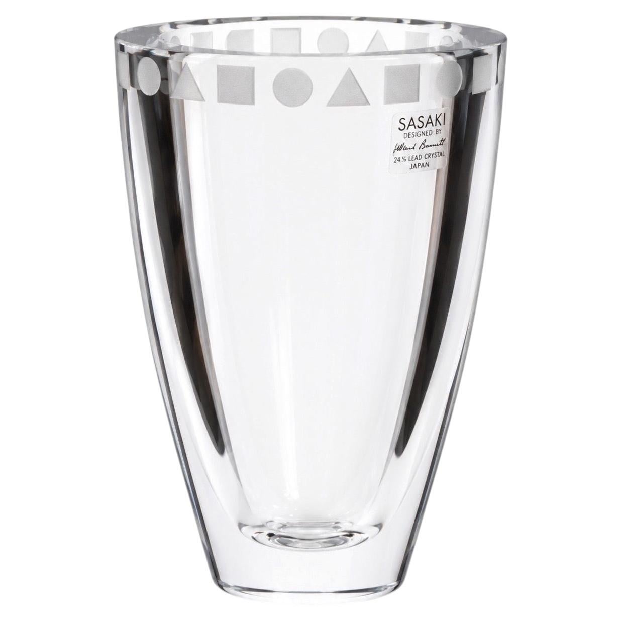 Sasaki by Ward Bennett Post-Modern Lead Crystal Geometric Vase