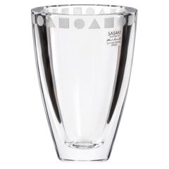 Sasaki by Ward Bennett Post-Modern Lead Crystal Geometric Vase / Catchall, Japan