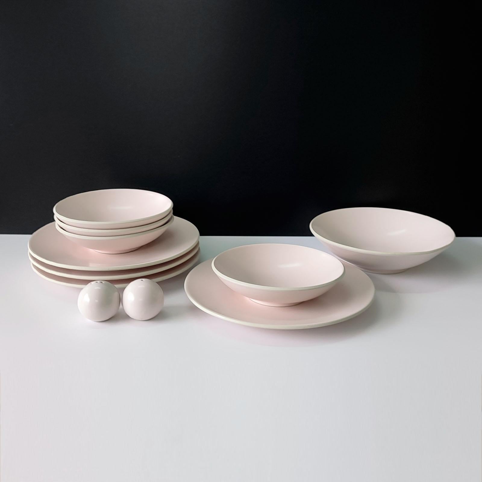 Sasaki Japan Massimo Vignelli Matte Pink Colorstone Ceramic Dinner 27 Piece Set 3