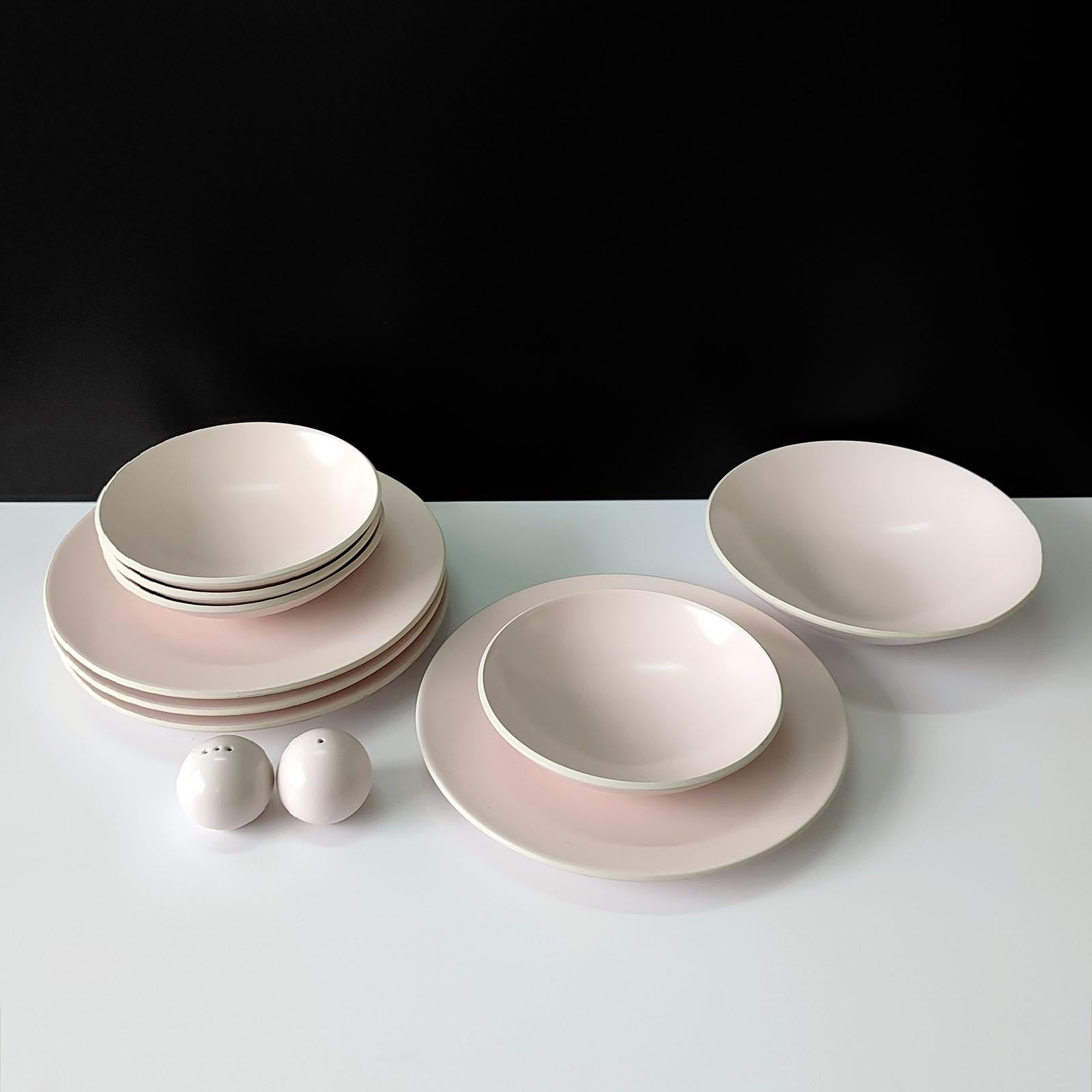 Sasaki Japan Massimo Vignelli Matte Pink Colorstone Ceramic Dinner 27 Piece Set 4