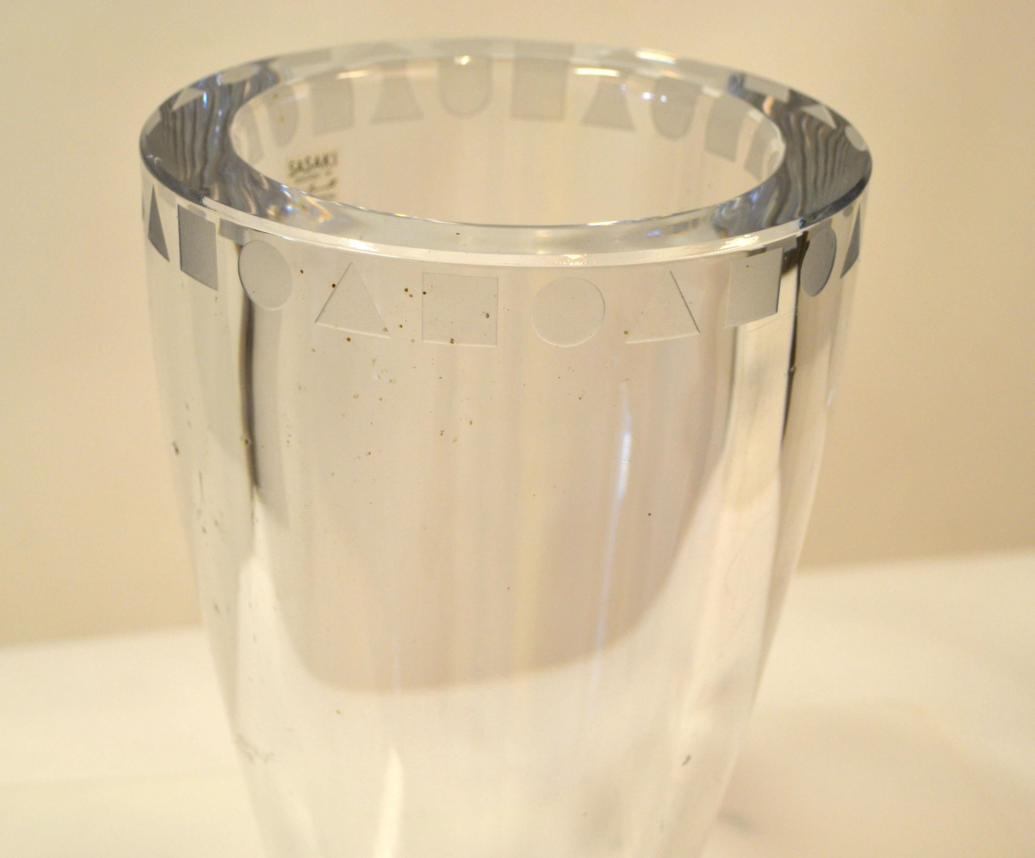 Sasaki Sengai Japan vase en cristal au plomb transparent Ward Bennett moderne du milieu du siècle 75 en vente 2