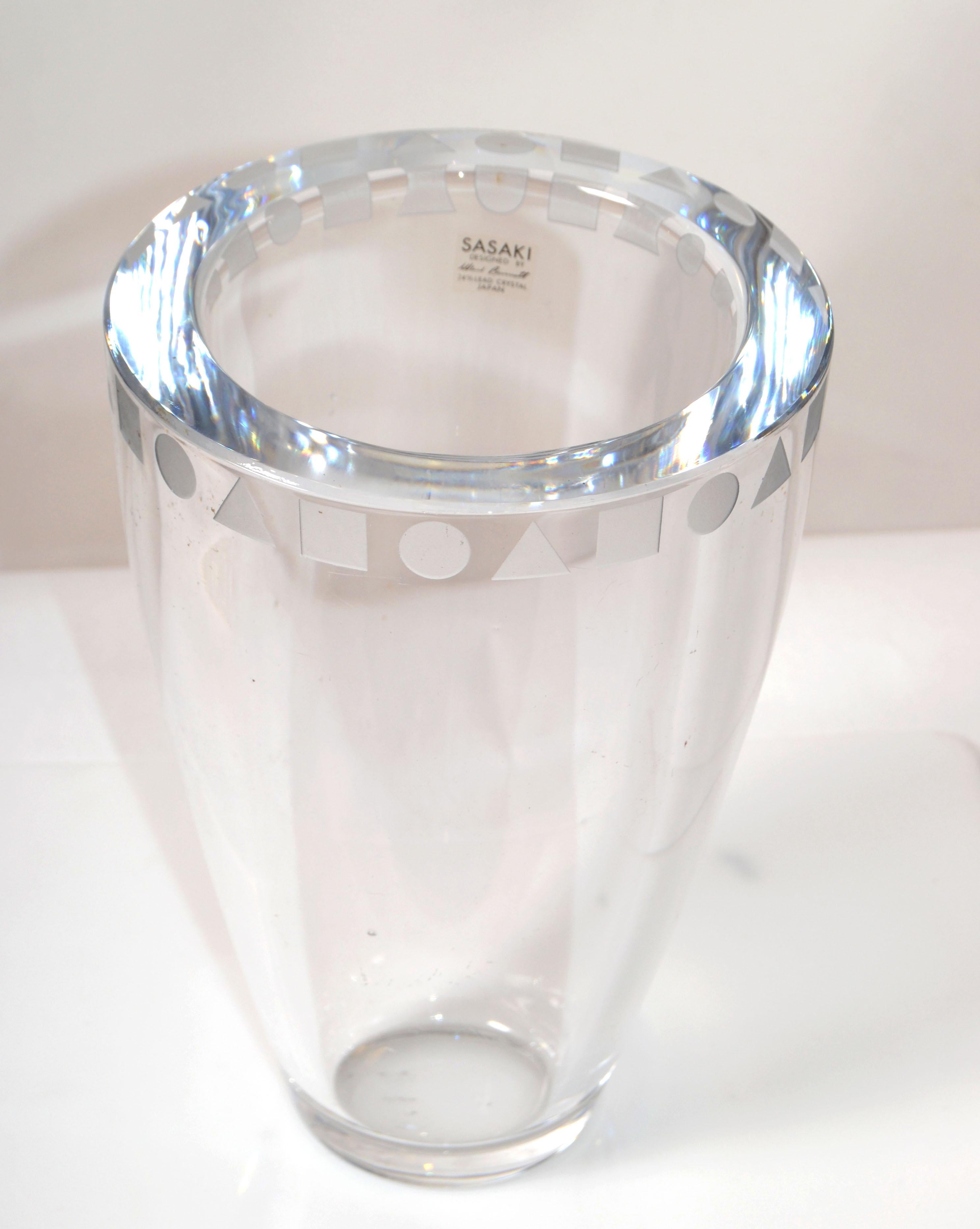 Sasaki Sengai Japan Clear Lead Crystal Vase Ward Bennett Mid-Century Modern 75 For Sale 4