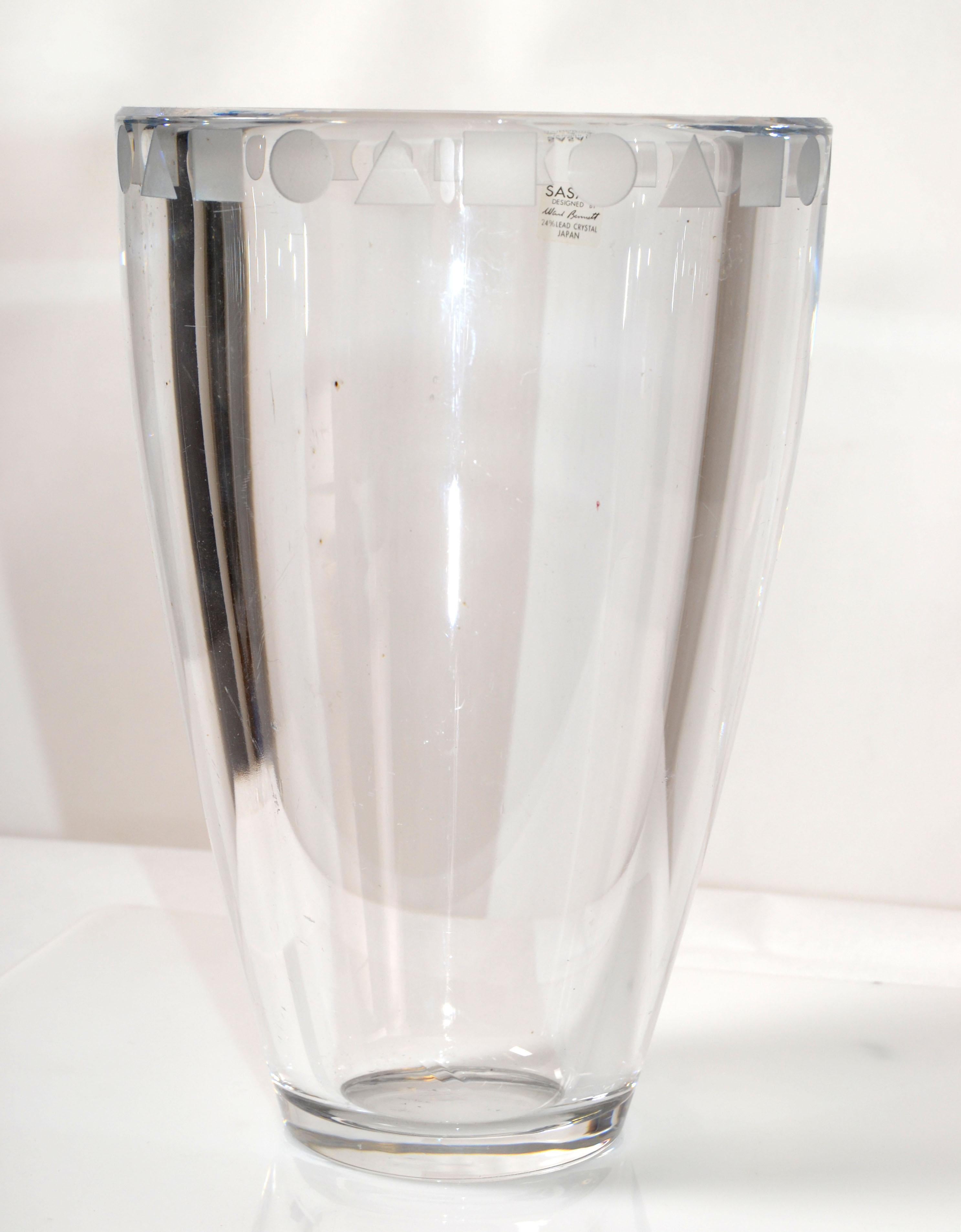 Japonais Sasaki Sengai Japan vase en cristal au plomb transparent Ward Bennett moderne du milieu du siècle 75 en vente