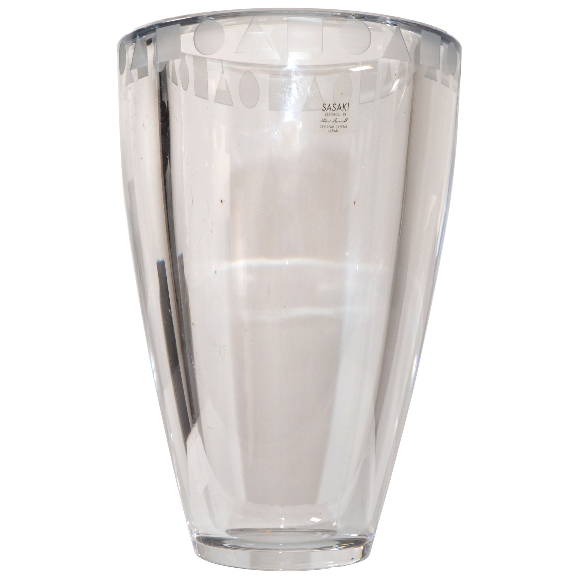 Sasaki Sengai Japan Clear Lead Crystal Vase Ward Bennett Mid-Century Modern 75