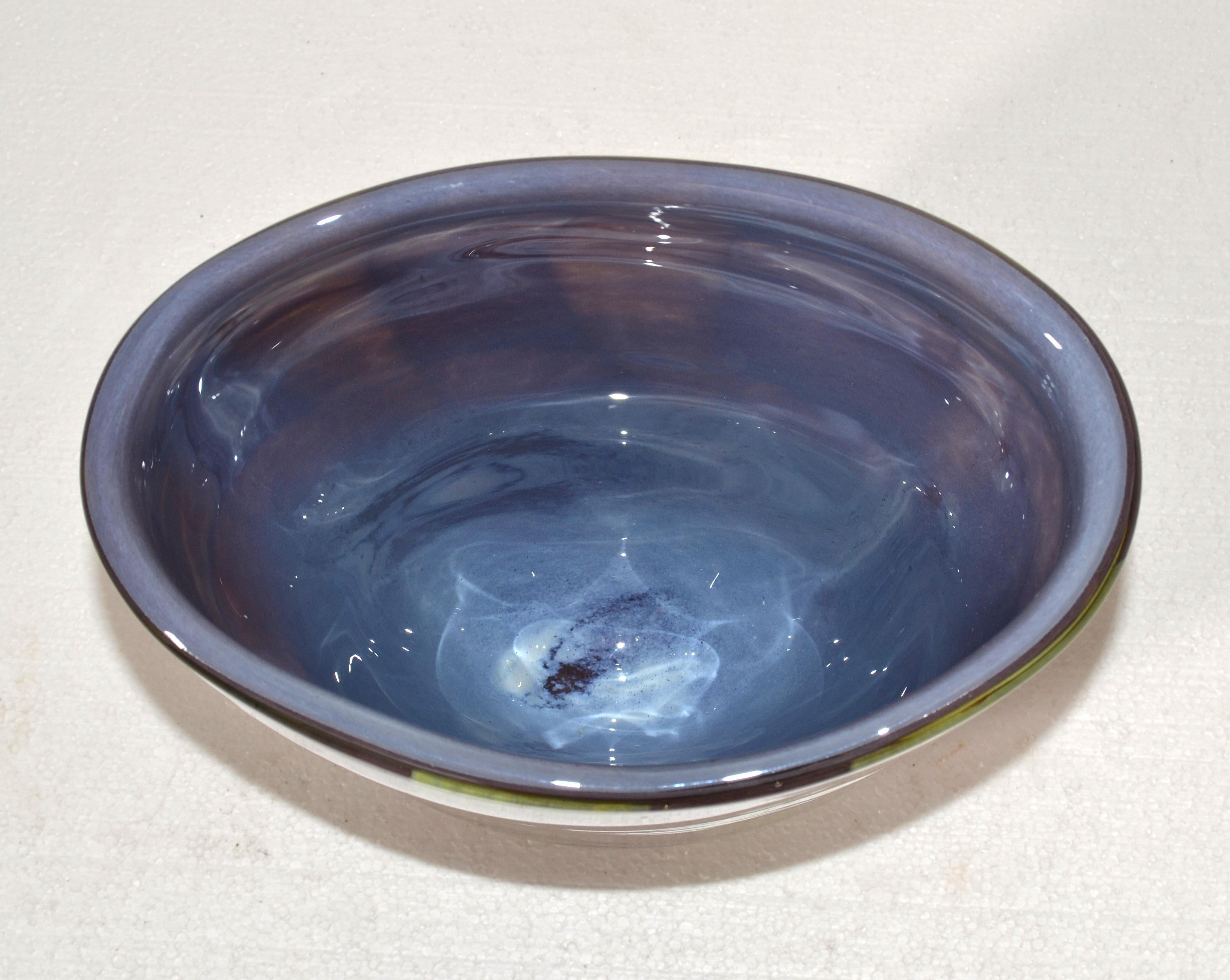 Sasaki Sengai Japan Signed Purple Green Encased Glass Vase Mid-Century Modern For Sale 4