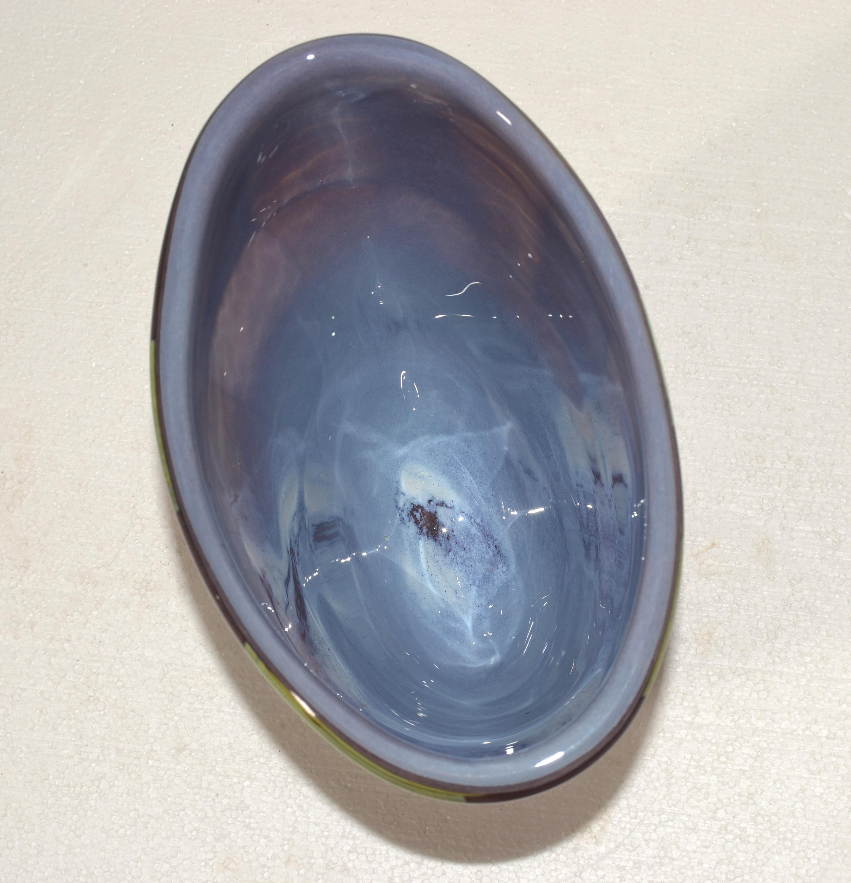 Sasaki Sengai Japan Signed Purple Green Encased Glass Vase Mid-Century Modern For Sale 5