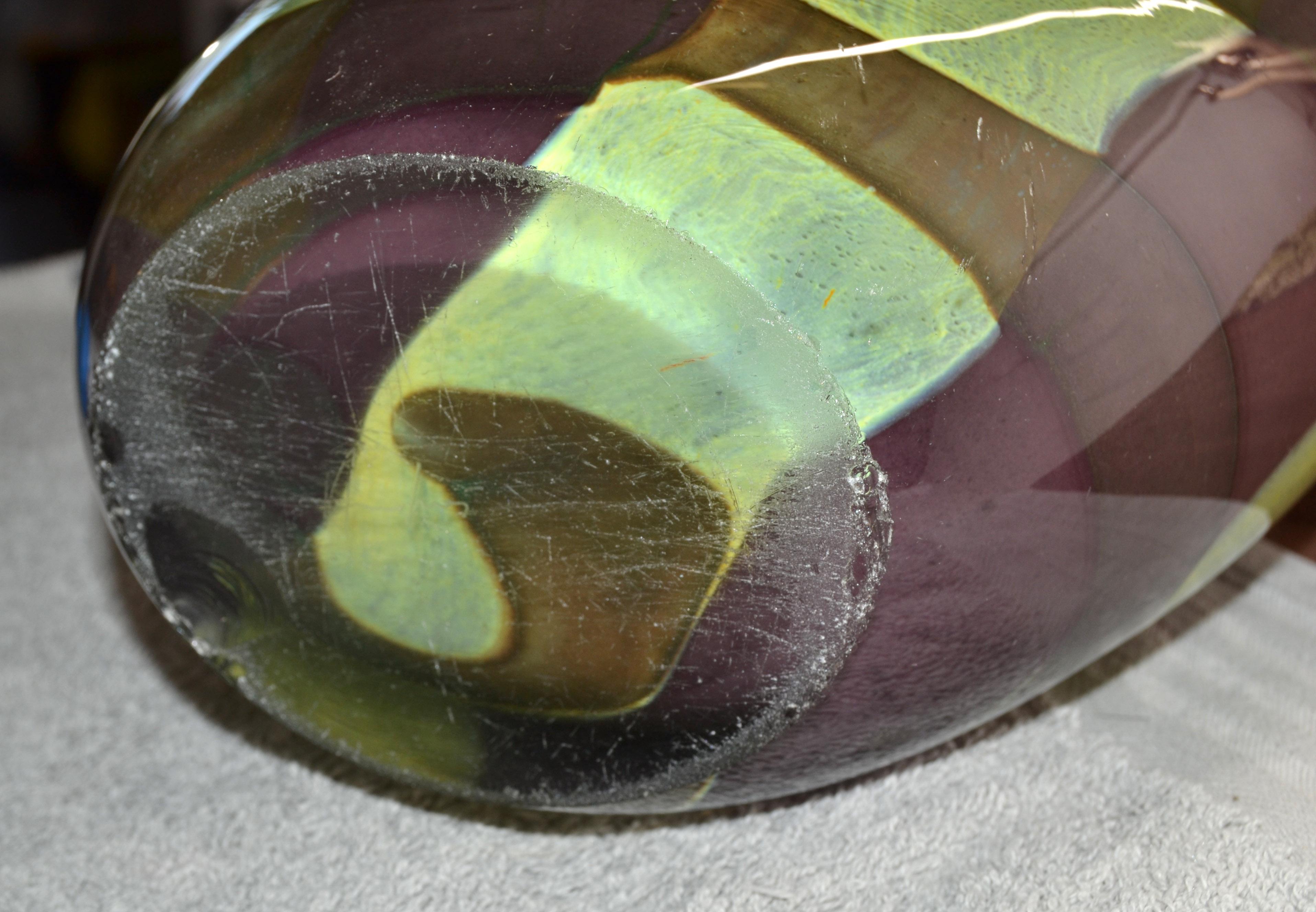 Sasaki Sengai Japan Signed Purple Green Encased Glass Vase Mid-Century Modern For Sale 6
