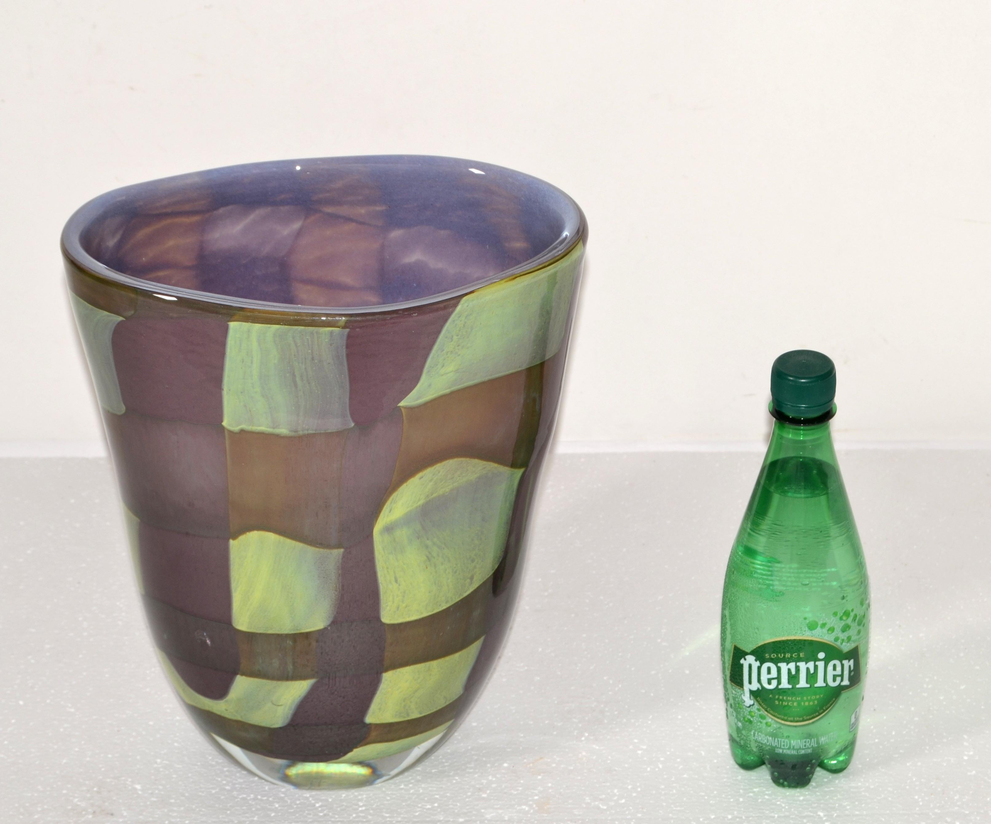 Sasaki Sengai Japan Signed Purple Green Encased Glass Vase Mid-Century Modern For Sale 1