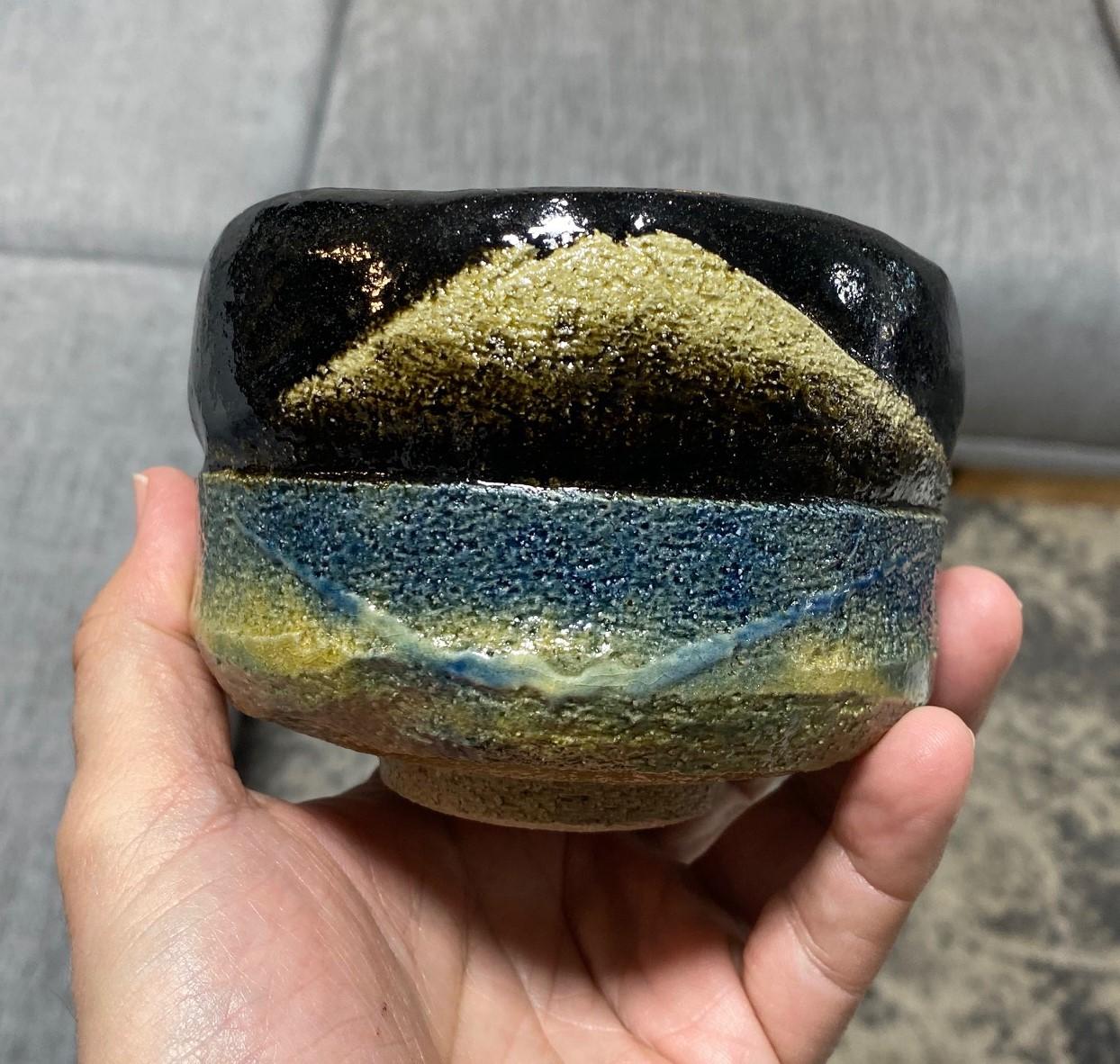 Bol à thé chawan en poterie japonaise Raku signé Sasaki Shoraku III avec boîte signée en vente 5