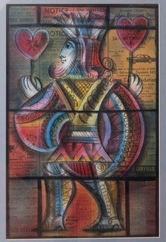 Sascha Brastoff - Dessin original du Roi de Cœur:: 1965