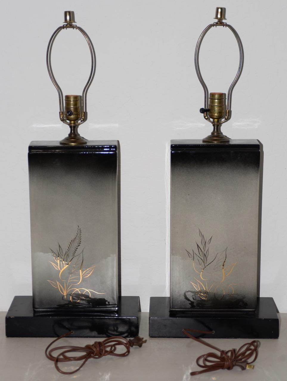 Sascha Brastoff Pair of Hand Painted Ceramic Lamps, circa 1960 In Good Condition For Sale In San Francisco, CA