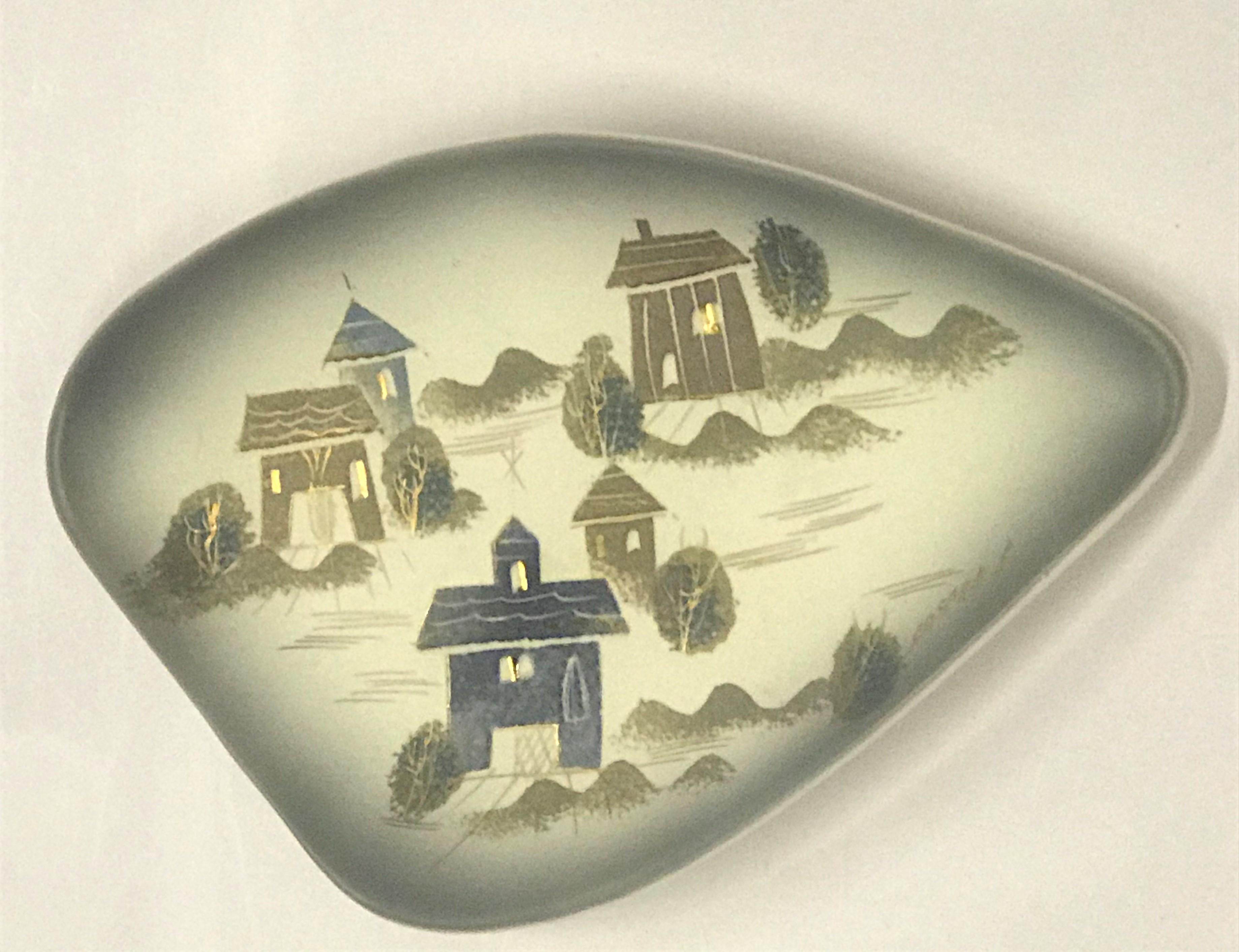 American Sascha Brastoff Rooftops Collection Freeform Style Amoeba Shaped Dish #F3