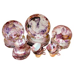 Sascha Brastoff 'Surf Ballet -Pink'  for Jill Stevens Miami Beach, Service For 8