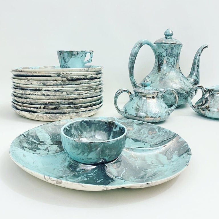 Sascha Brastoff Surf Ballet Tea and Coffee Service for 12 and