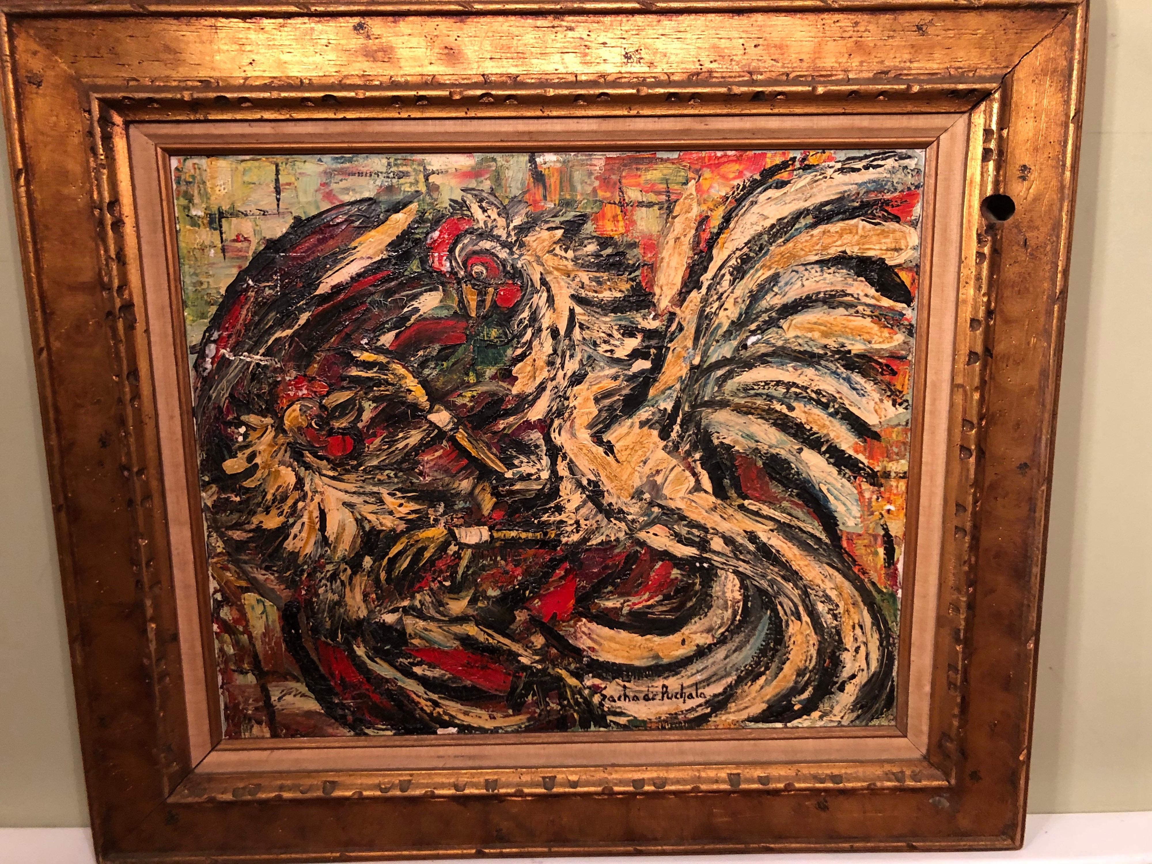 Mid-Century Modern Sascha De Puchala Abstract of Roosters For Sale
