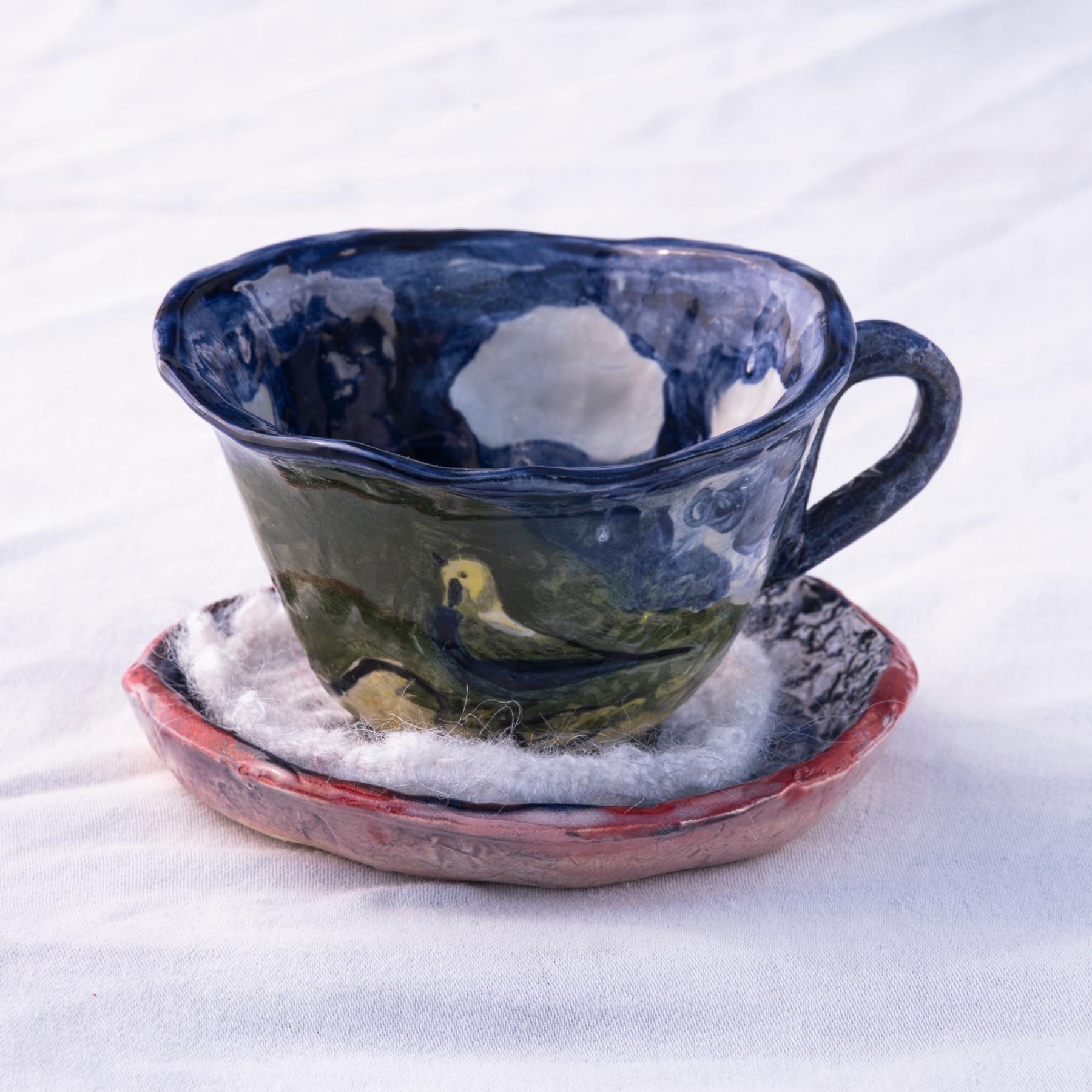 blue willow miniature tea set