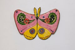 "Moth" Ceramic wall sculpture with Austrian decorative floret design 