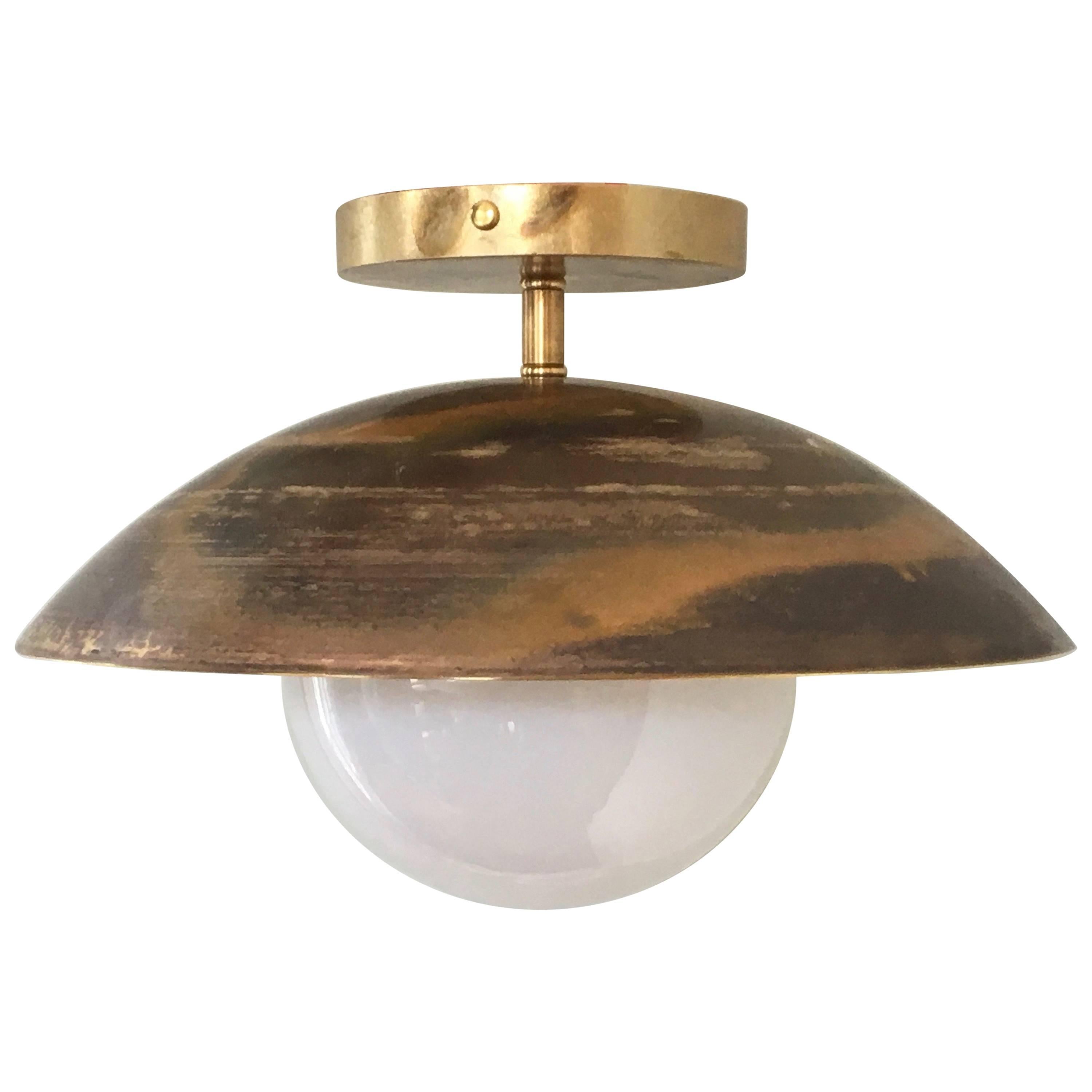 Sasco Semi-Flush Mount Brass Light Fixture, Custom Finishes